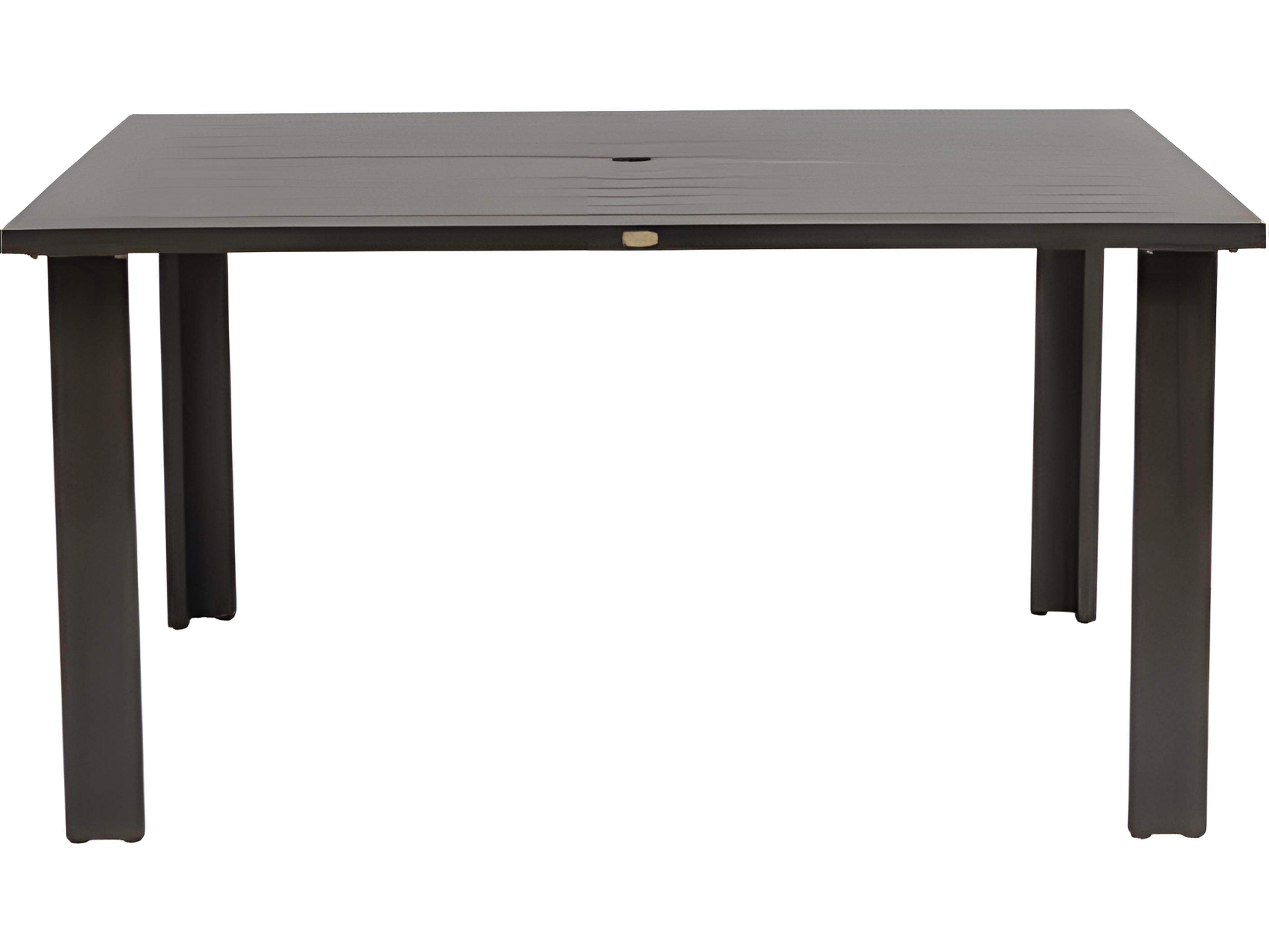 Ratana Limo Silver Ash Grey Aluminum Square Umbrella Hole Dining Table