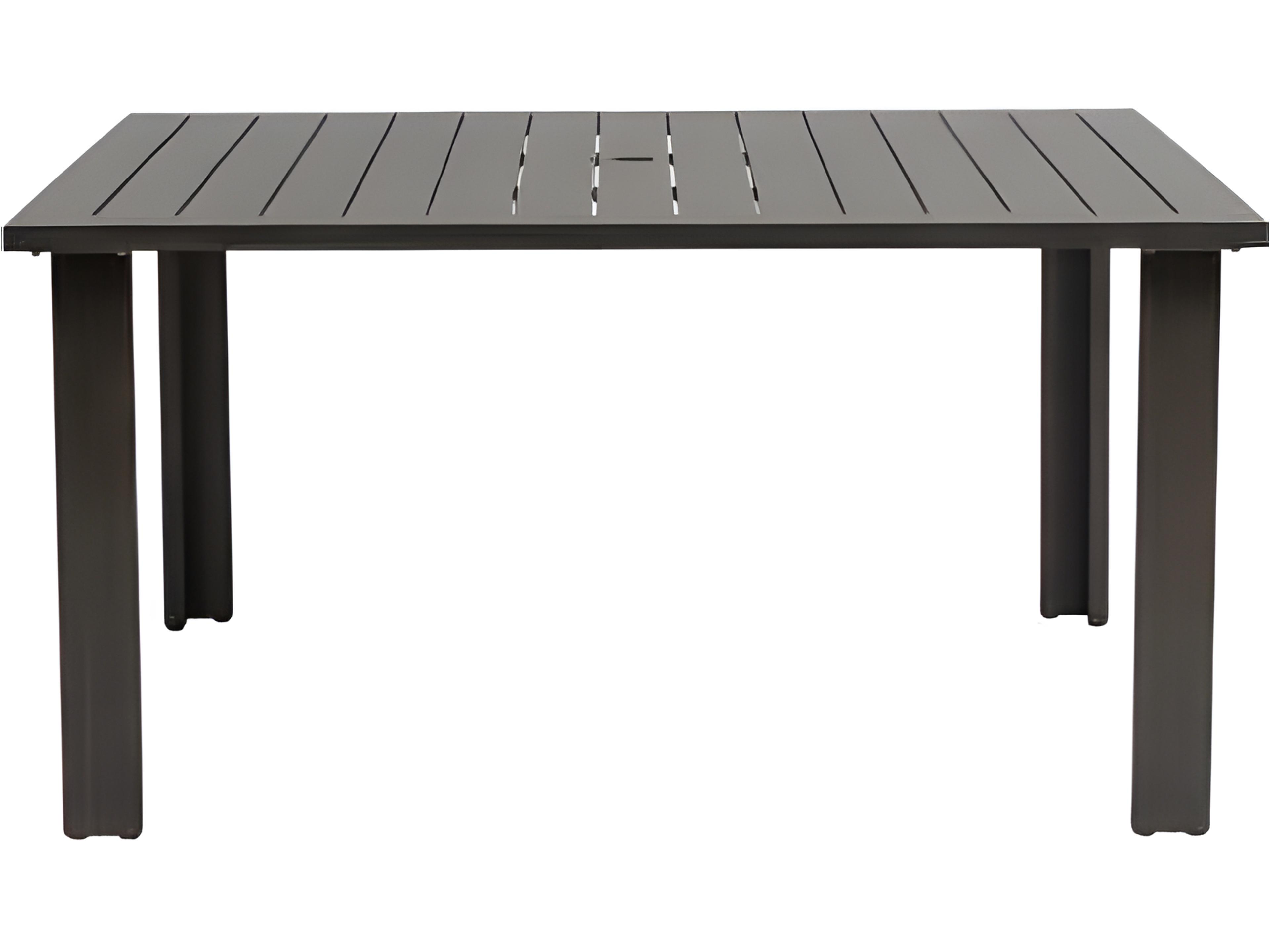 Ratana Limo Silver Ash Grey Aluminum Square Umbrella Hole Dining Table