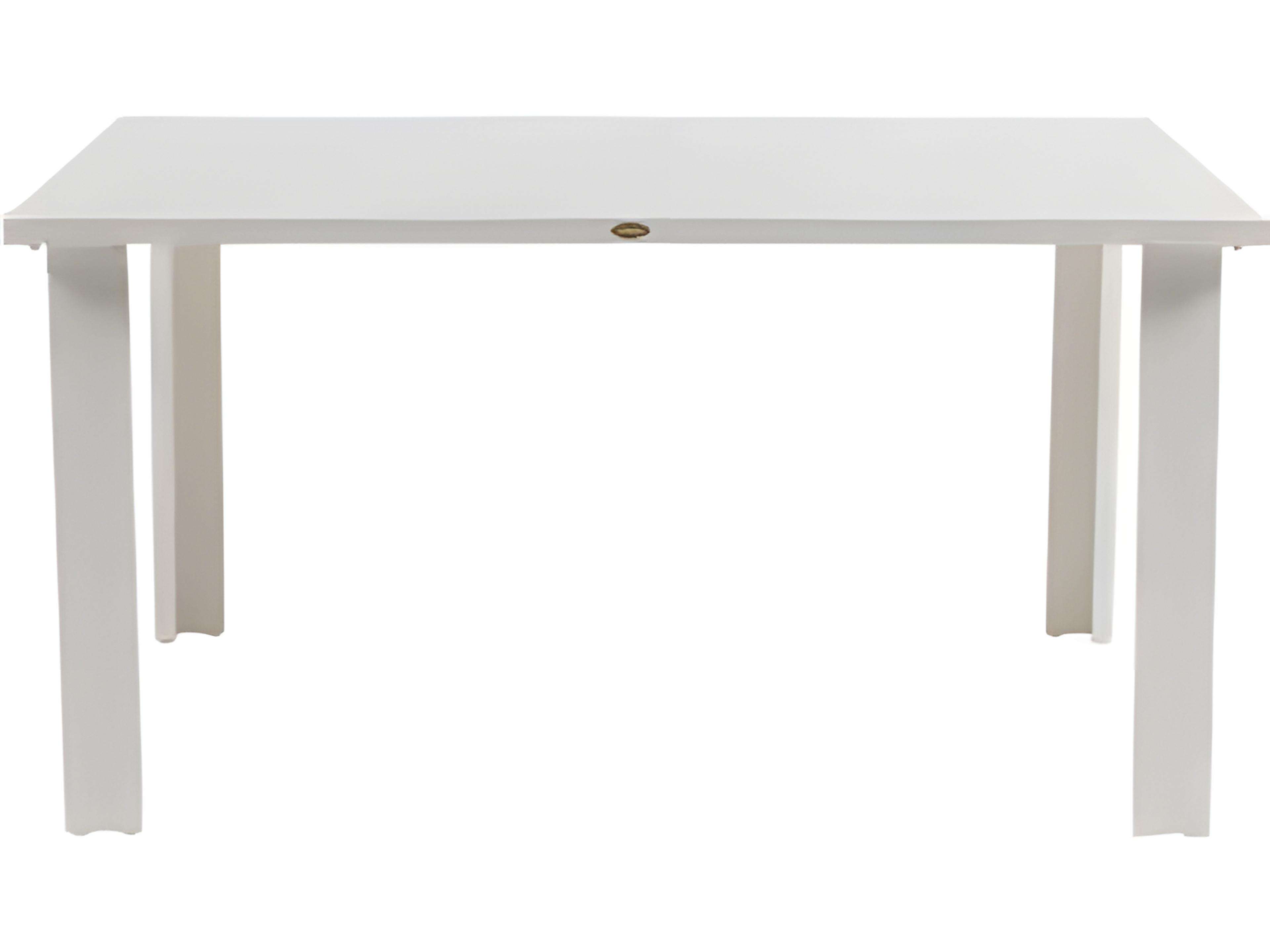 Ratana Limo Silver Talc White Aluminum Square Umbrella Hole Dining Table