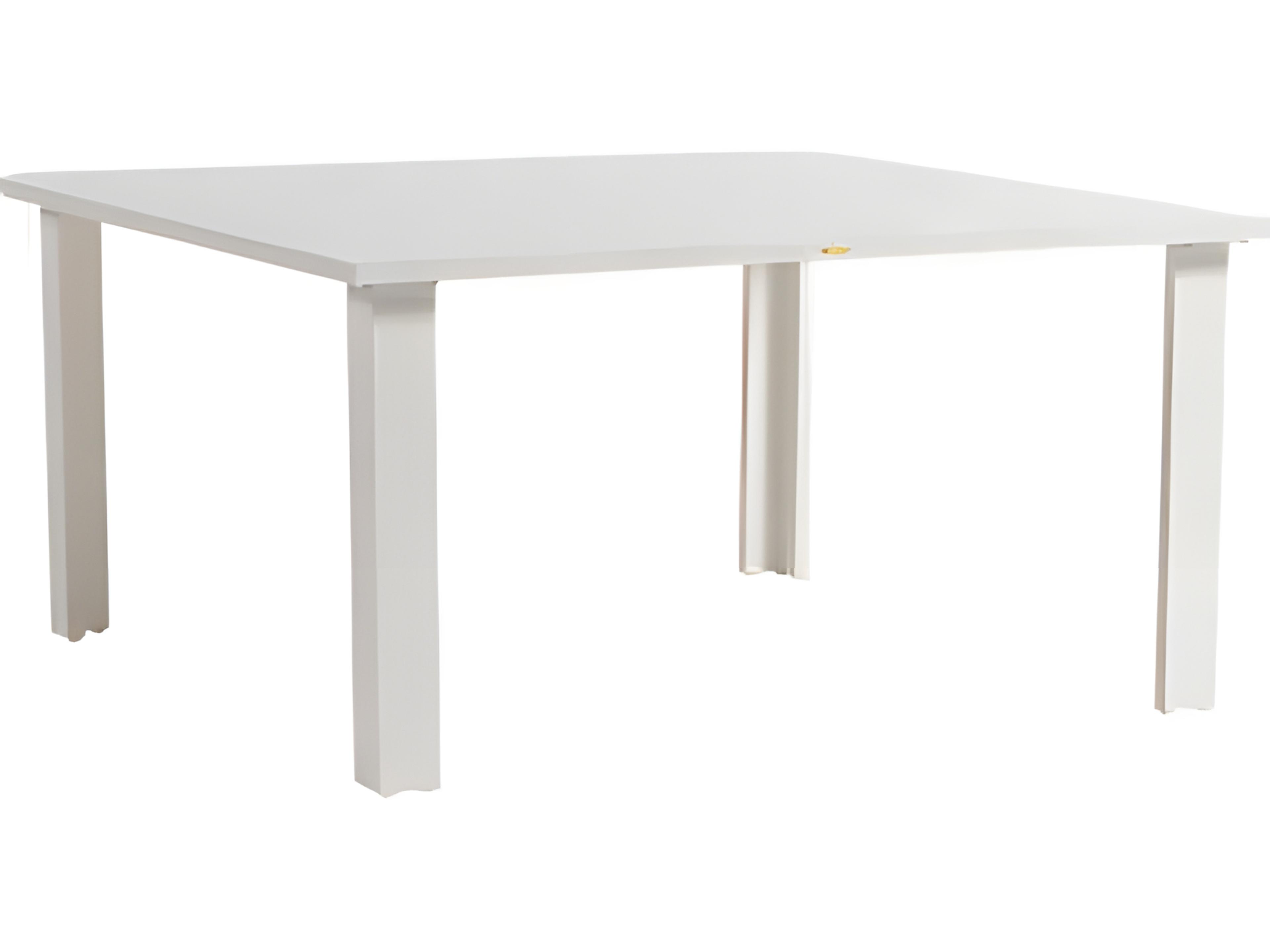 Ratana Limo Silver Talc White Aluminum Square Umbrella Hole Dining Table