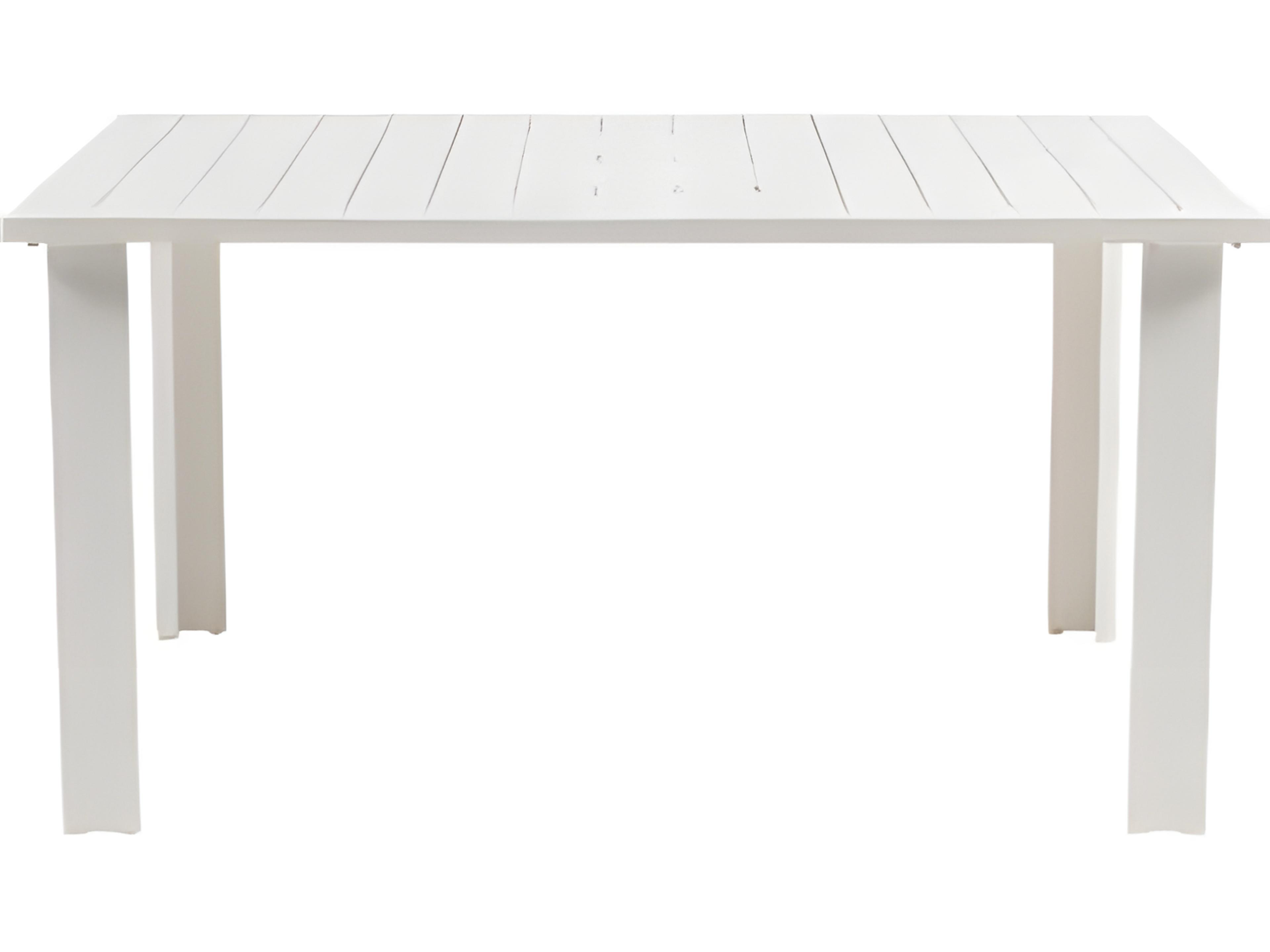 Ratana Limo Silver Talc White Aluminum Square Umbrella Hole Dining Table