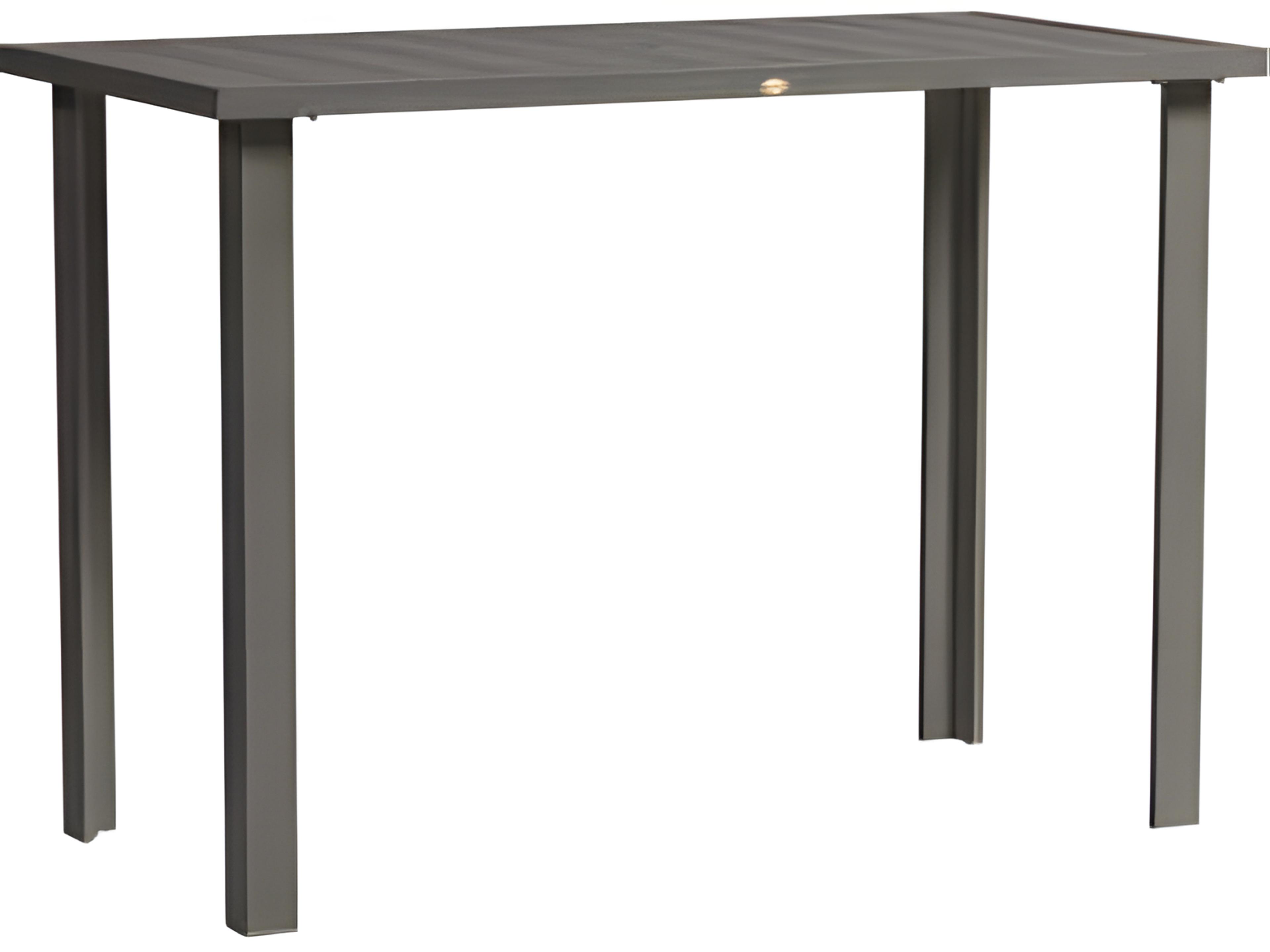 Ratana Limo Silver Ash Grey Aluminum Rectangular Umbrella Hole Bar Table