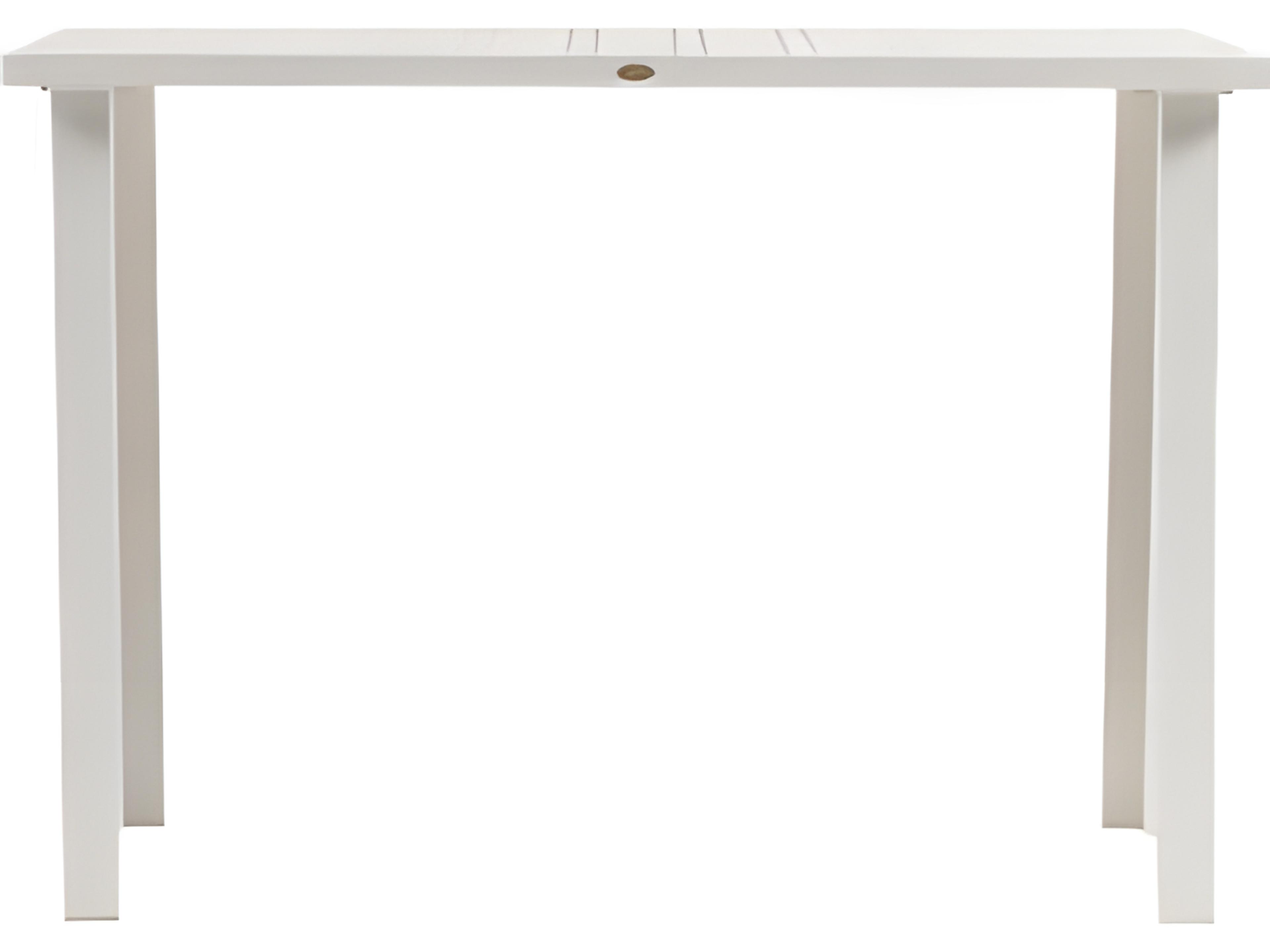 Ratana Limo Silver Talc White Aluminum Rectangular Umbrella Hole Bar Table