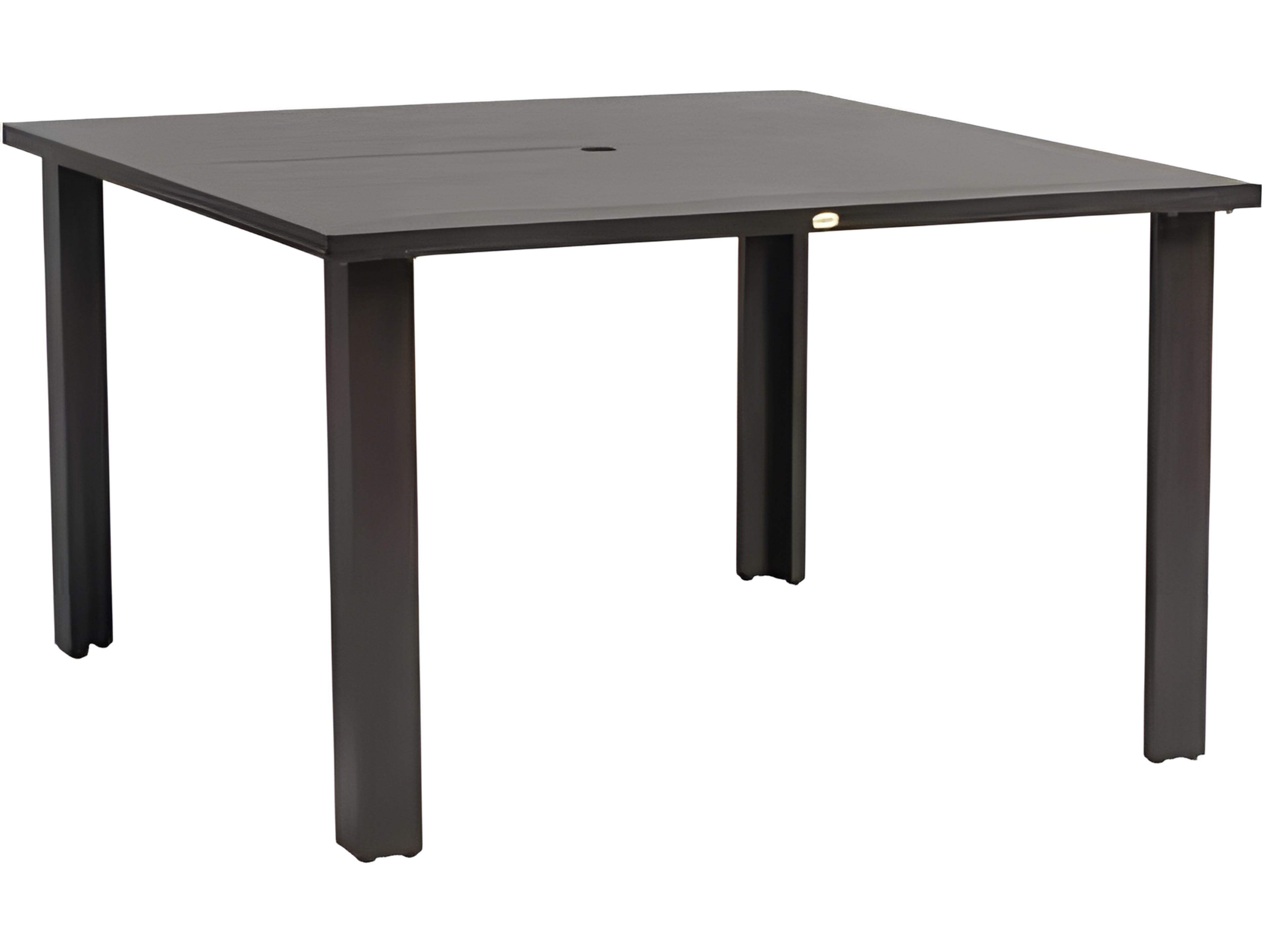Limo Silver Ash Grey Aluminum Square Umbrella Hole Dining Table