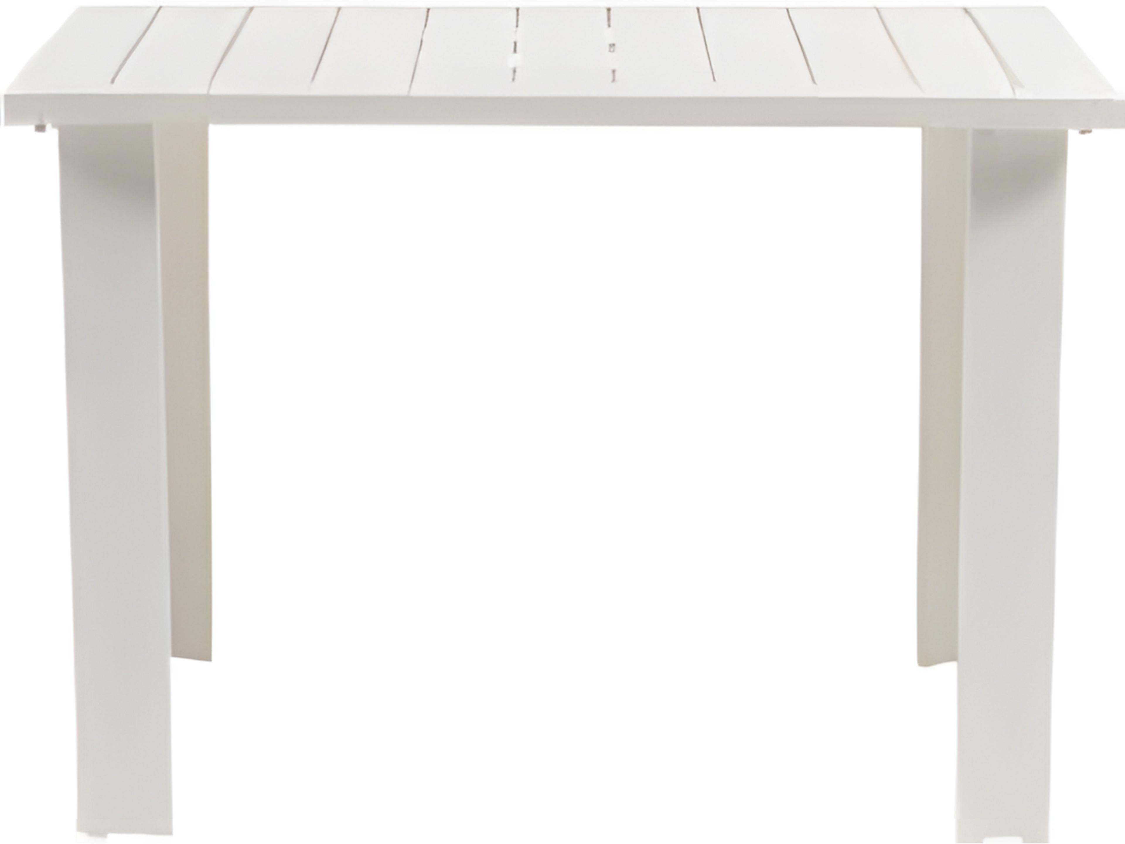 Ratana Limo Silver Talc White Aluminum Square Umbrella Hole Dining Table