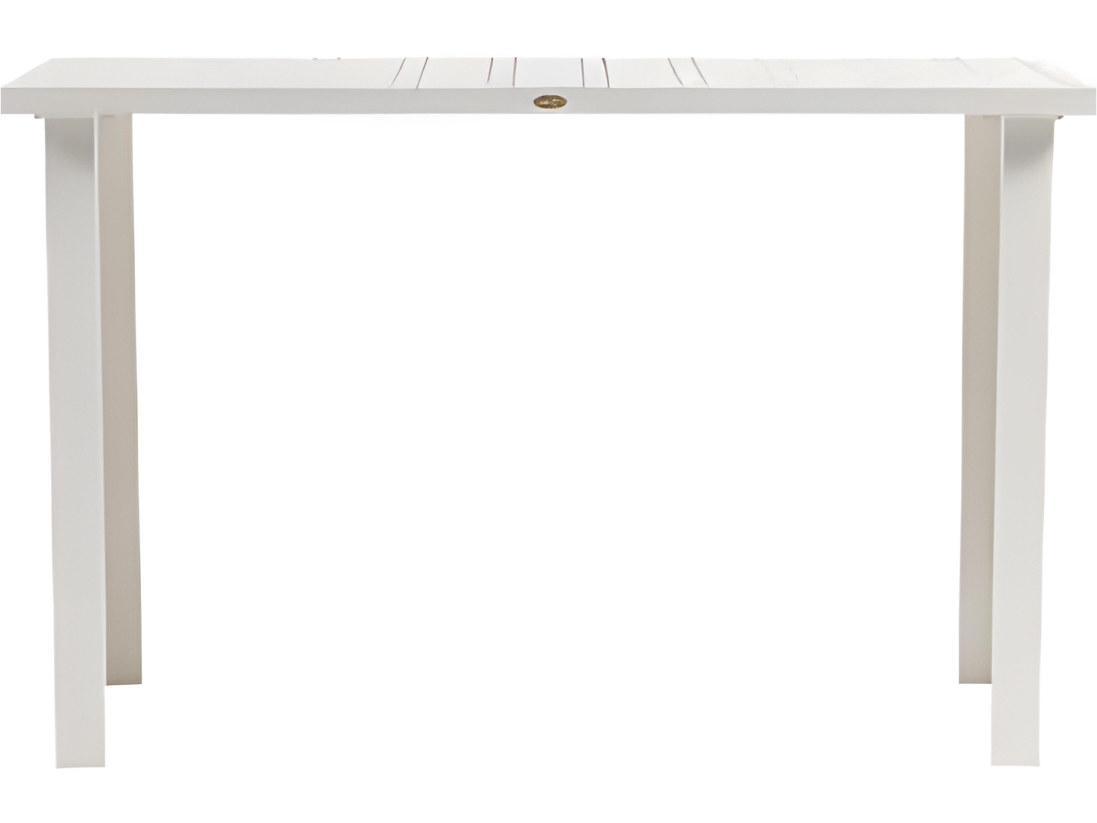 Ratana Limo Silver Talc White Aluminum Rectangular Umbrella Hole Counter Table