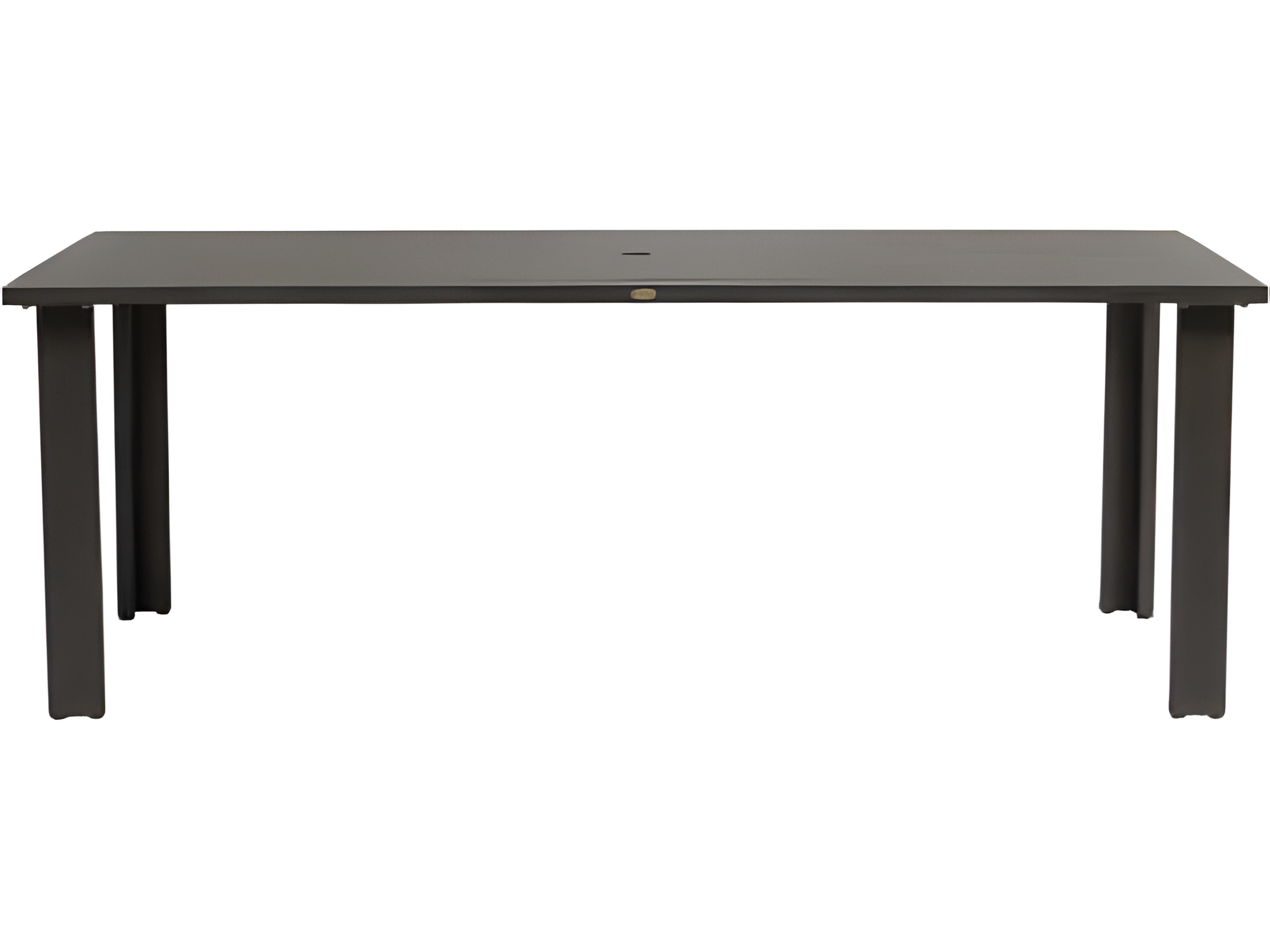 Ratana Limo Silver Ash Grey Aluminum Rectangular Umbrella Hole Dining Table