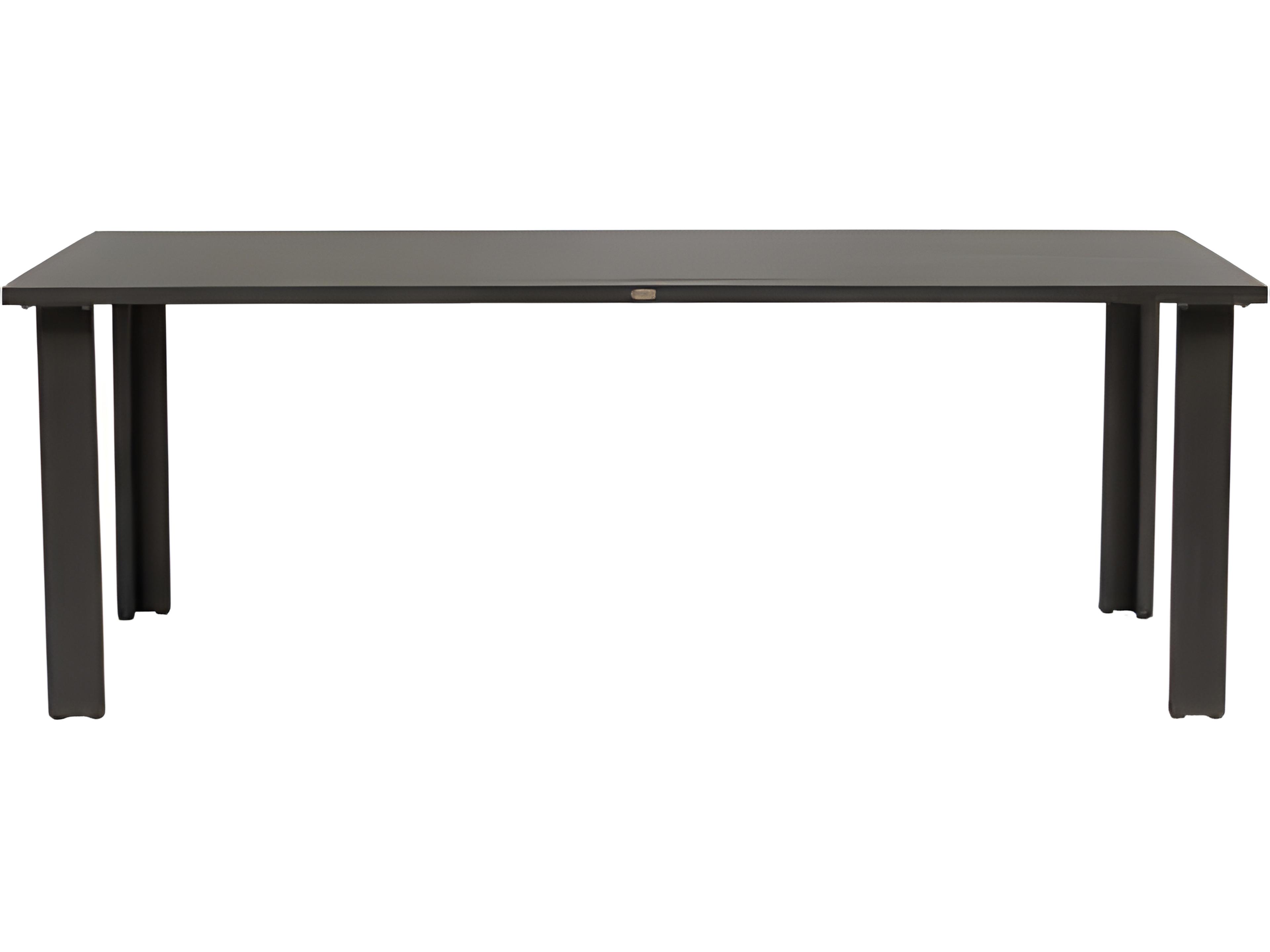 Ratana Limo Silver Ash Grey Aluminum Rectangular Umbrella Hole Dining Table