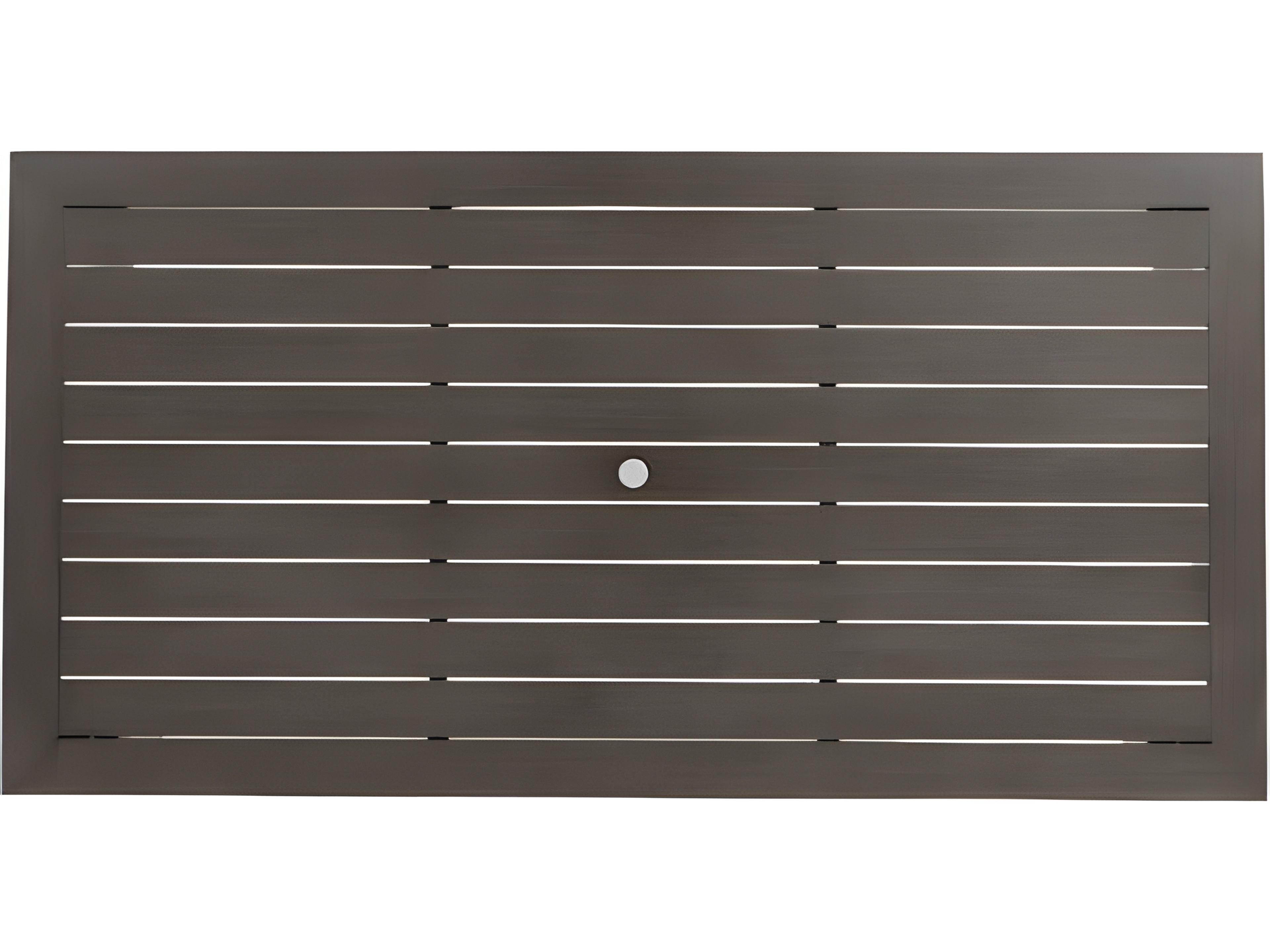 Ratana Limo Silver Ash Grey Aluminum Rectangular Umbrella Hole Dining Table