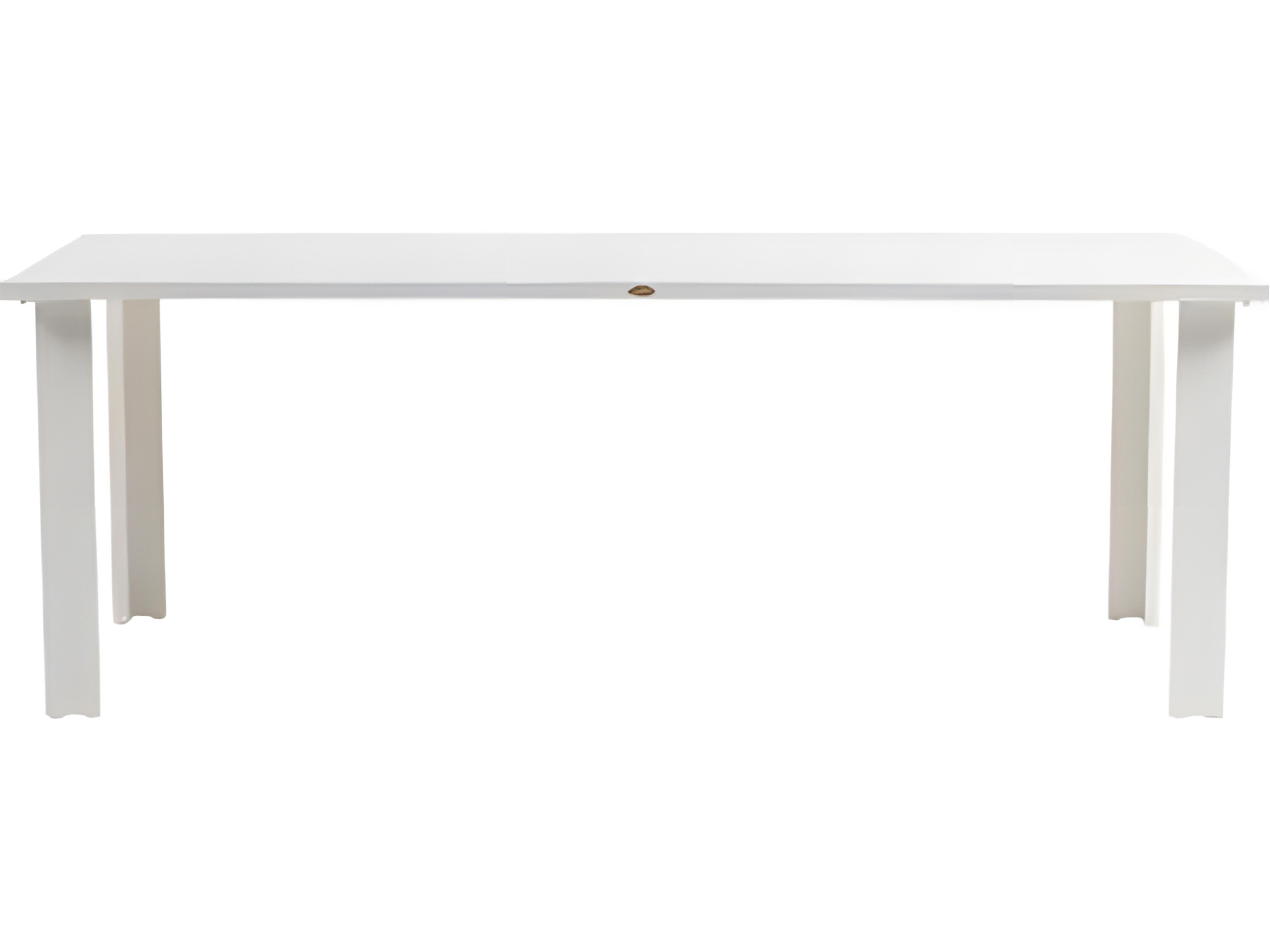 Ratana Limo Silver Talc White Aluminum Rectangular Umbrella Hole Dining Table