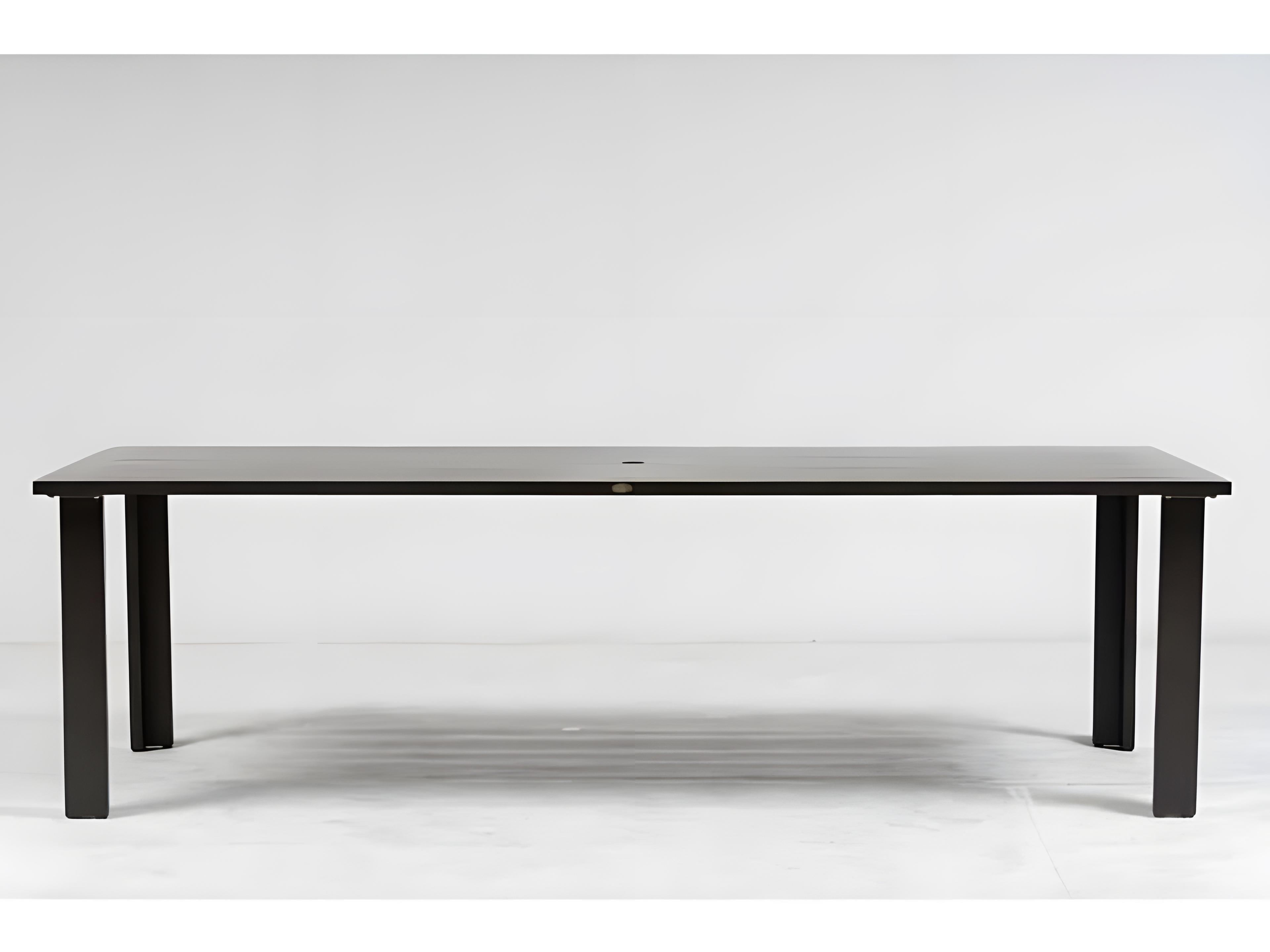 Ratana Limo Silver Ash Grey Aluminum Rectangular Umbrella Hole Dining Table