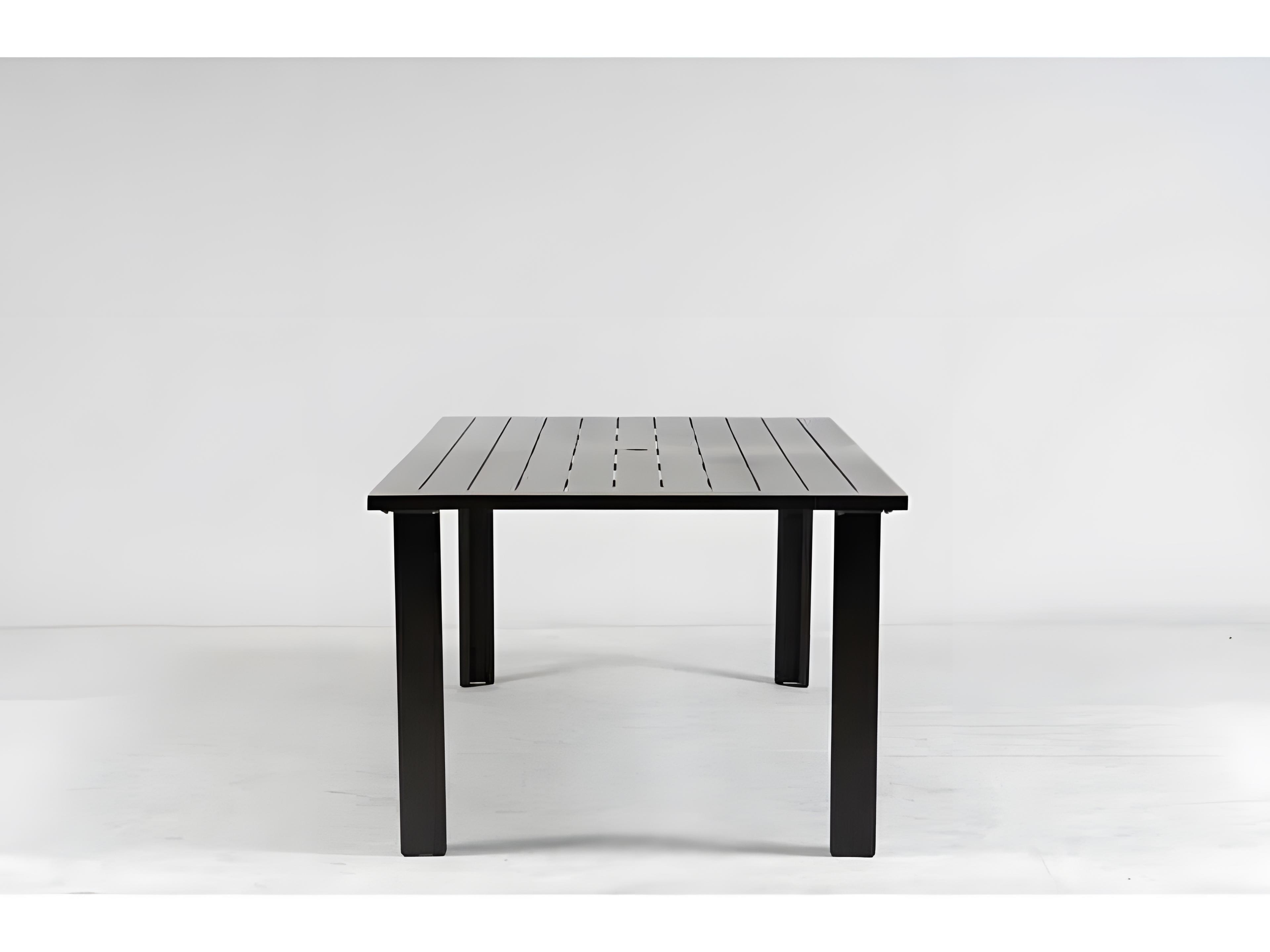 Ratana Limo Silver Ash Grey Aluminum Rectangular Umbrella Hole Dining Table