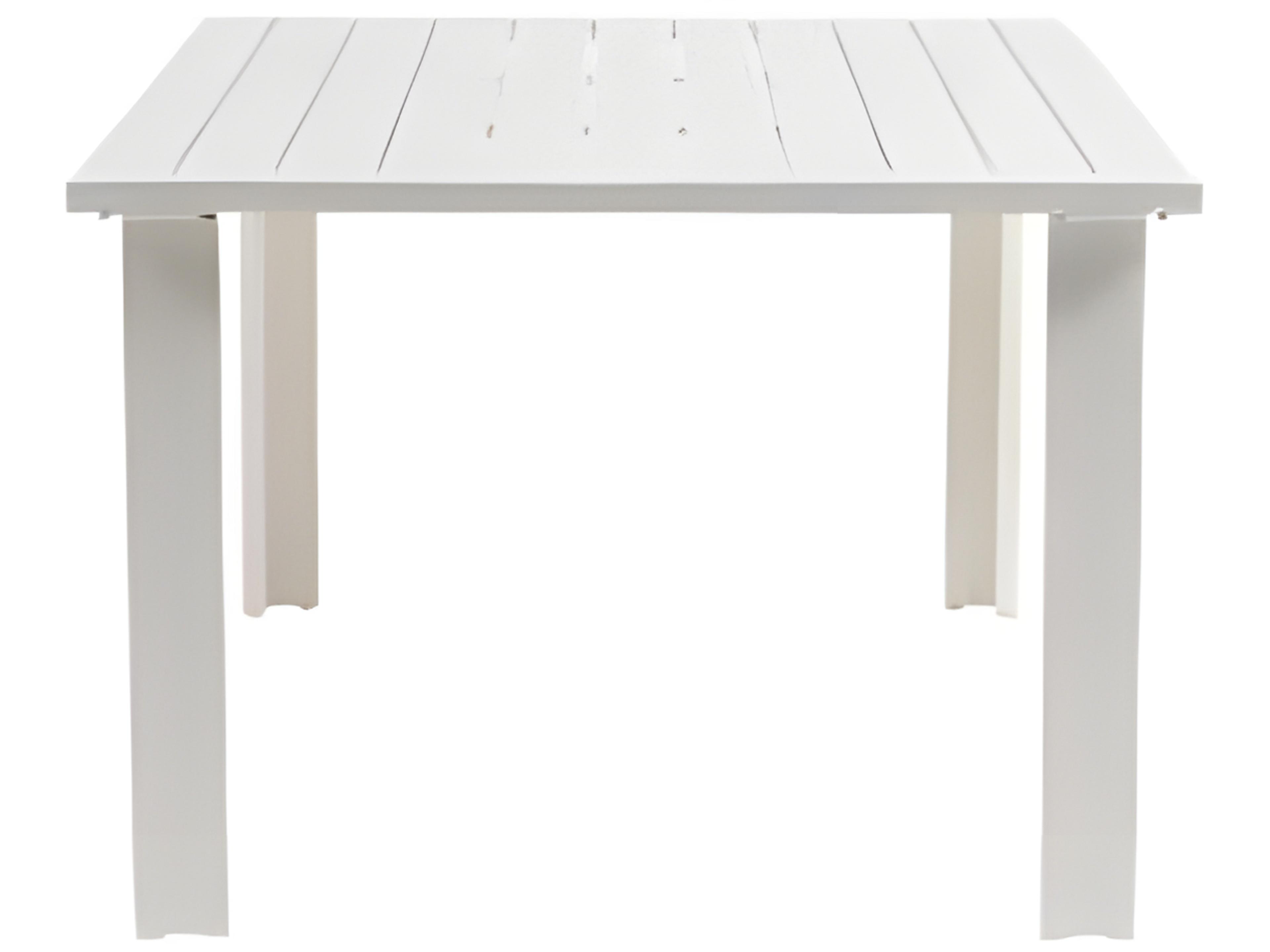 Ratana Limo Silver Talc White Aluminum Rectangular Umbrella Hole Dining Table