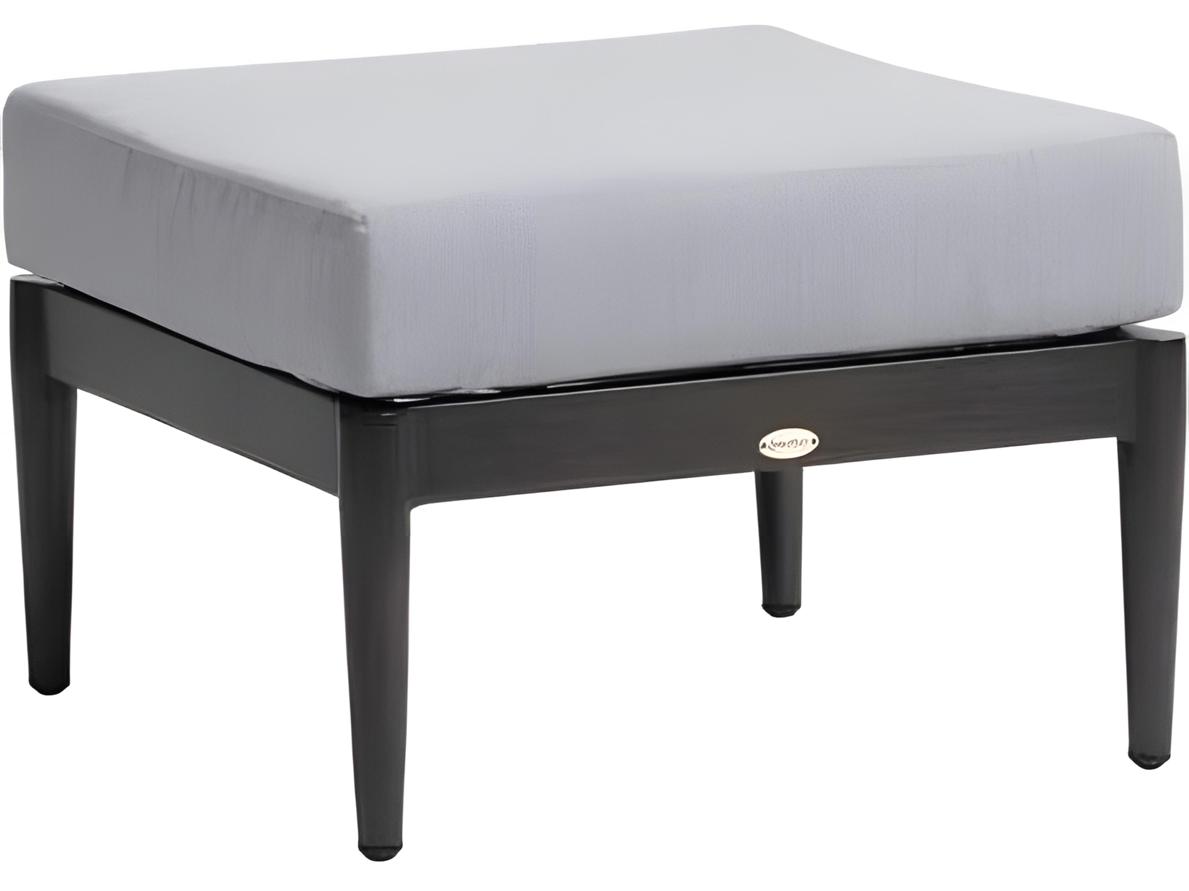Bolano Silver Ash Grey Aluminum Cushion Ottoman