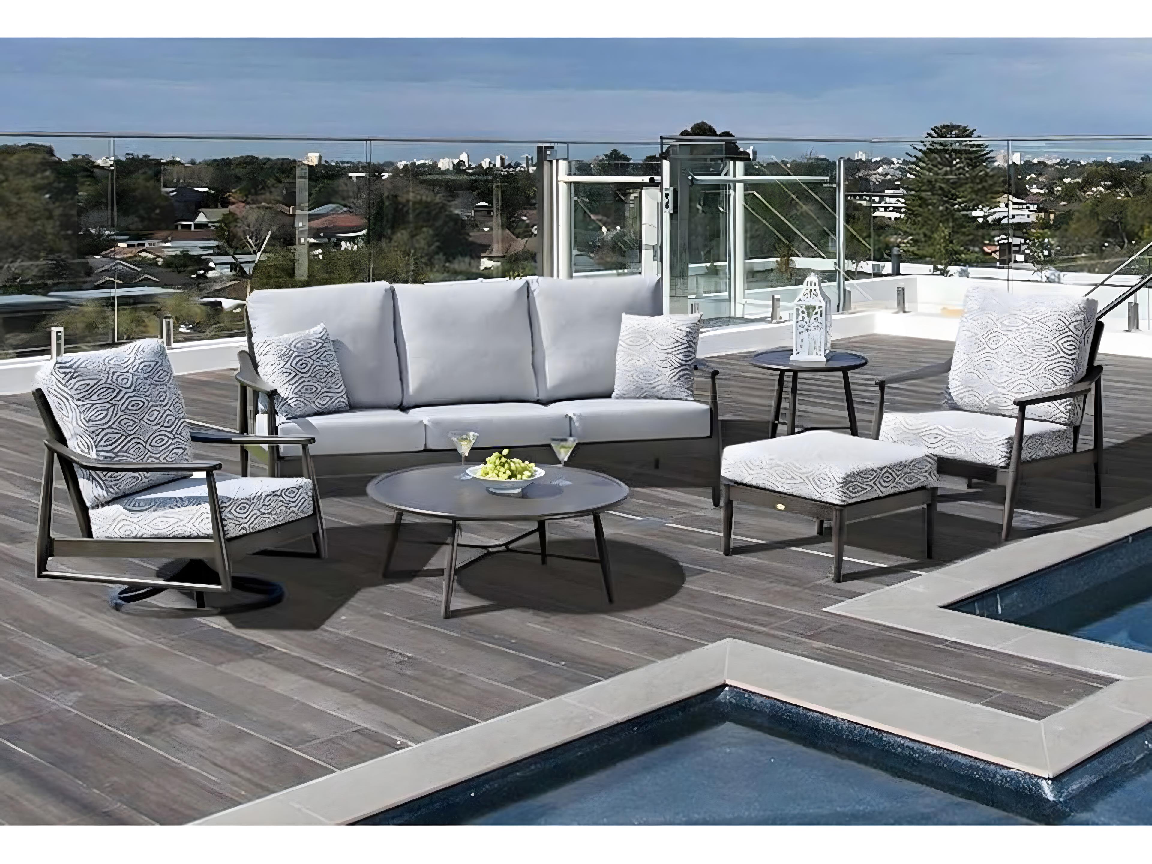 Ratana Bolano Silver Ash Grey Aluminum Cushion Ottoman