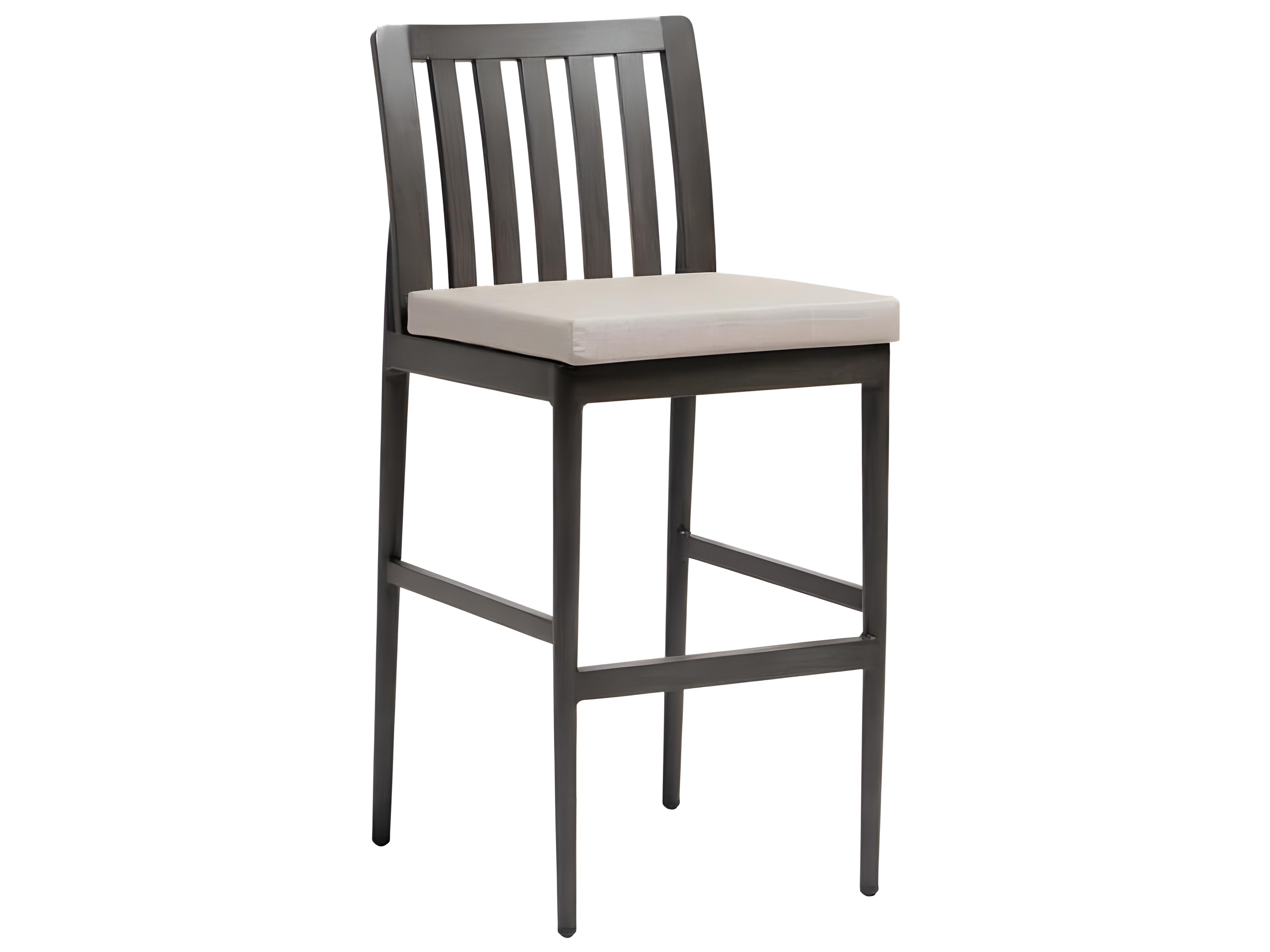 Ratana Bolano Silver Ash Grey Aluminum Cushion Bar Stool