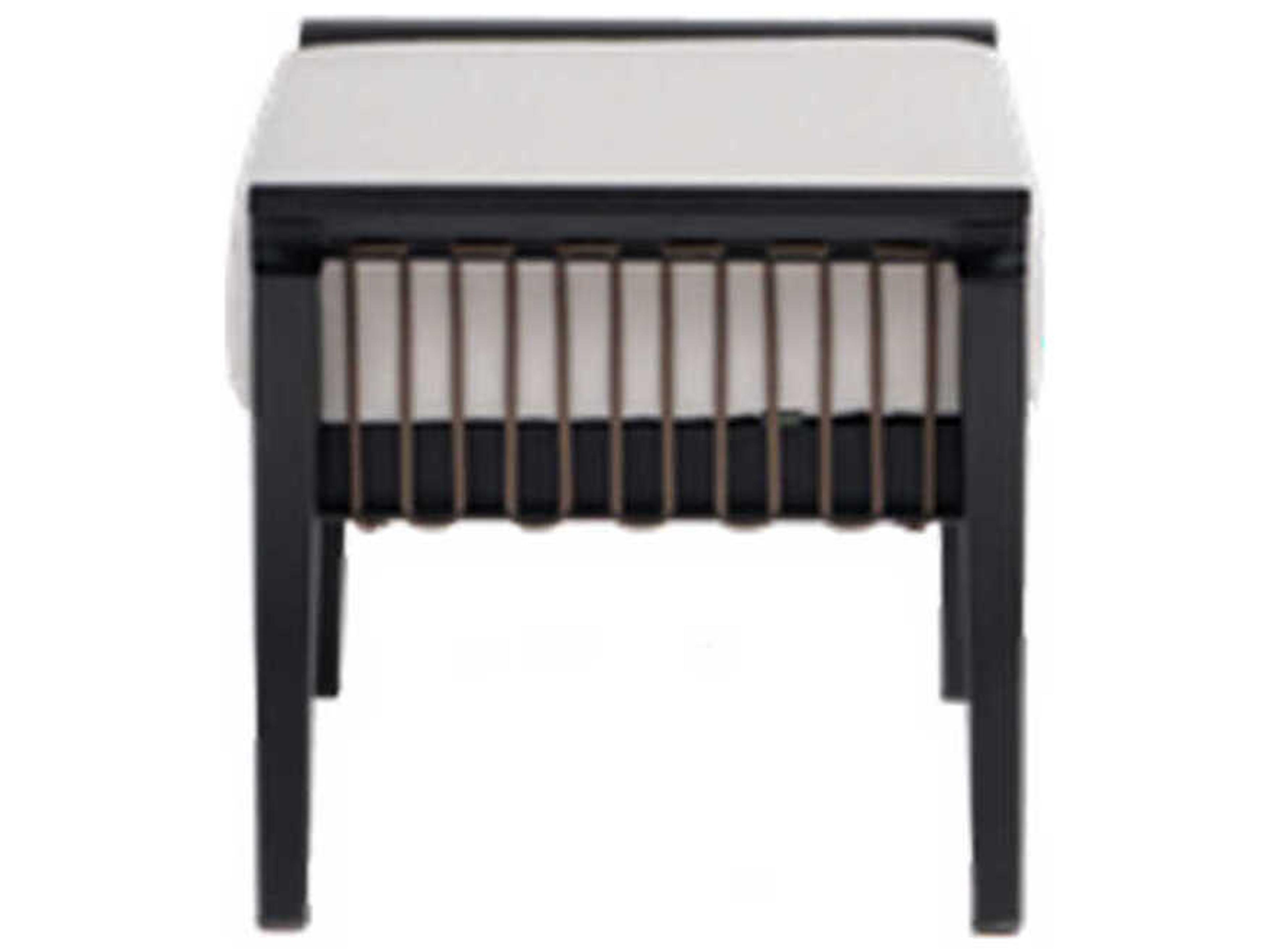 Ratana Copacabana Silver Black Aluminum Cushion Ottoman