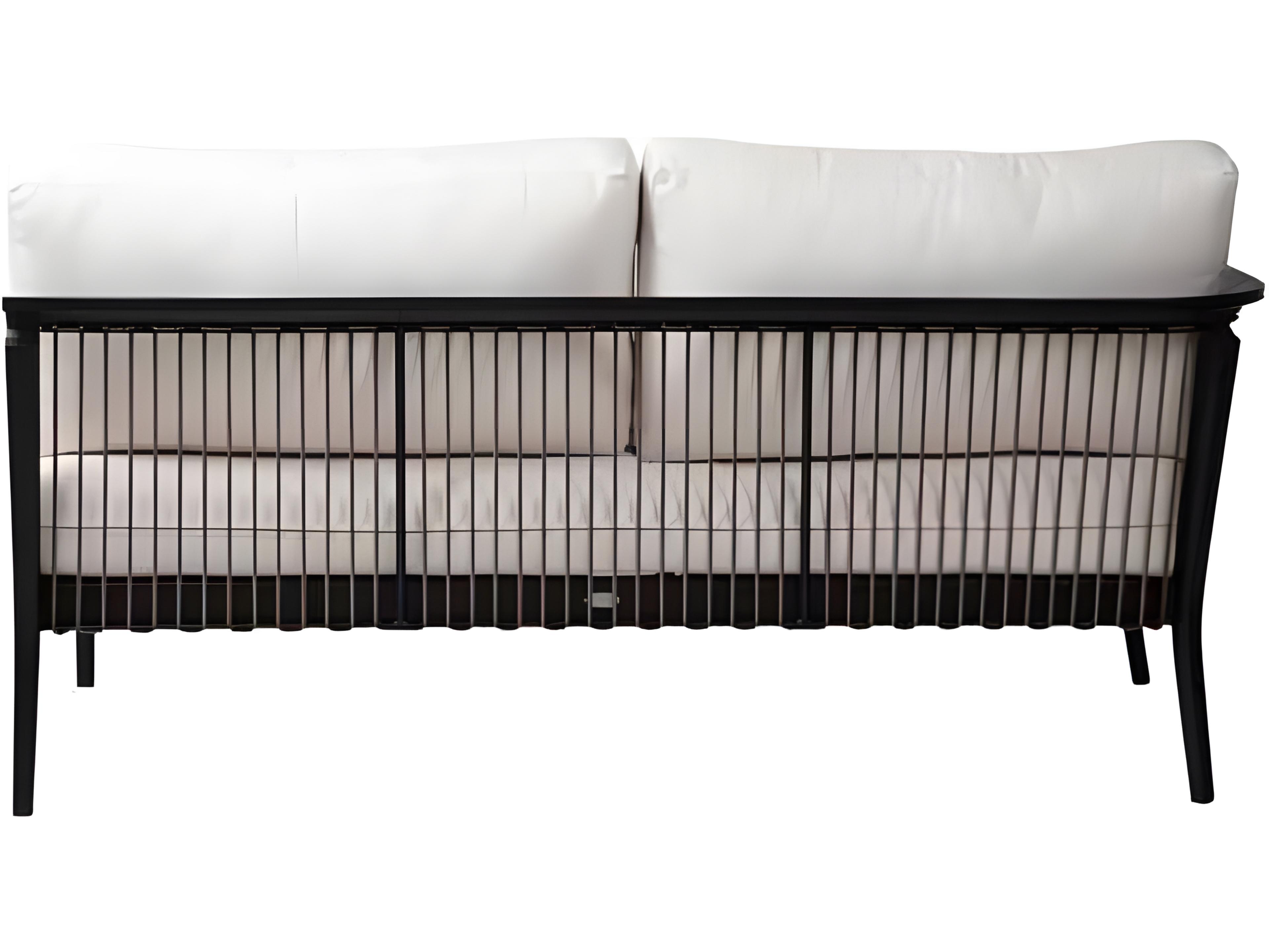 Ratana Copacabana Silver Black Aluminum Cushion Loveseat
