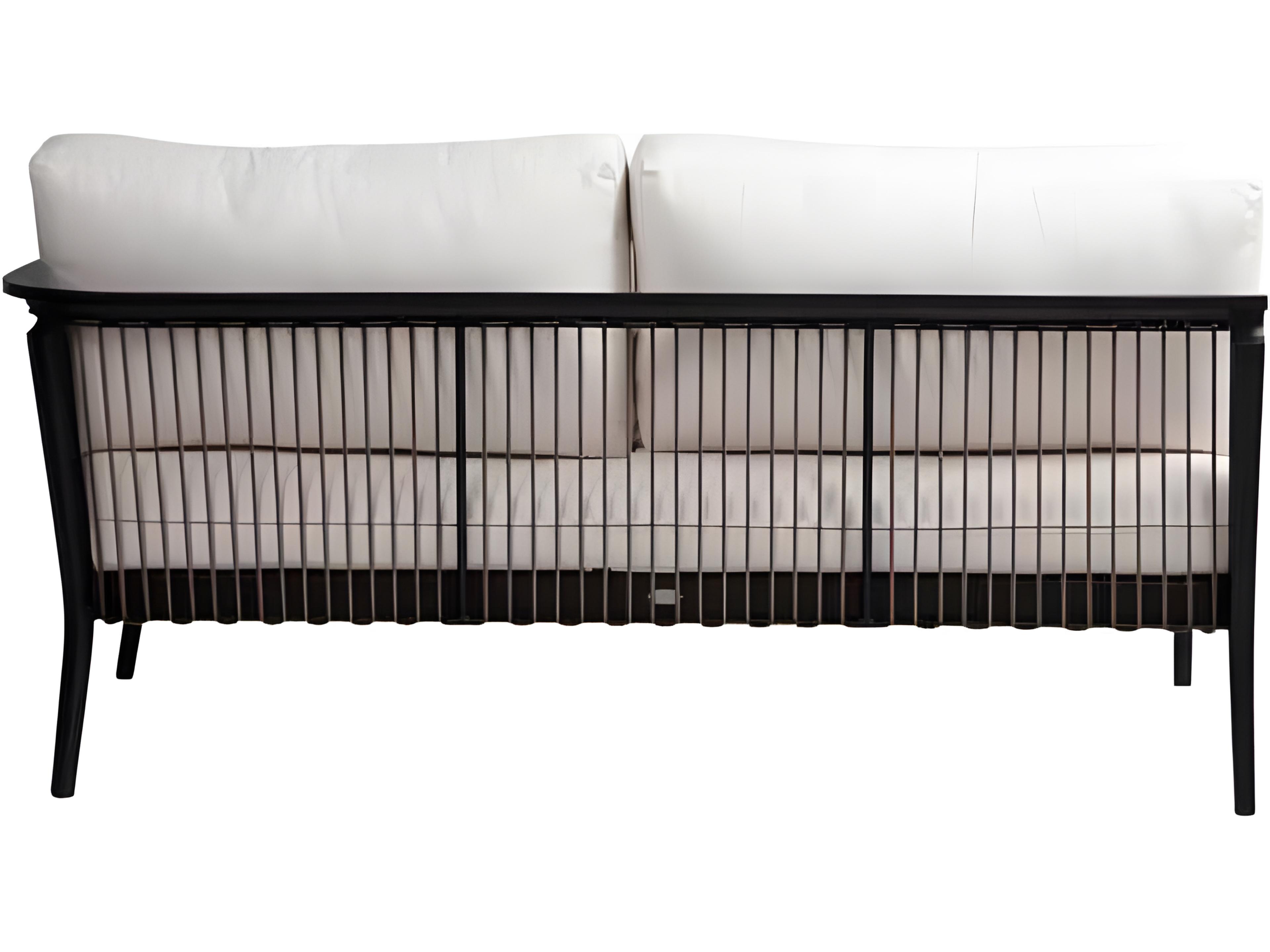 Ratana Copacabana Silver Black Aluminum Cushion Loveseat