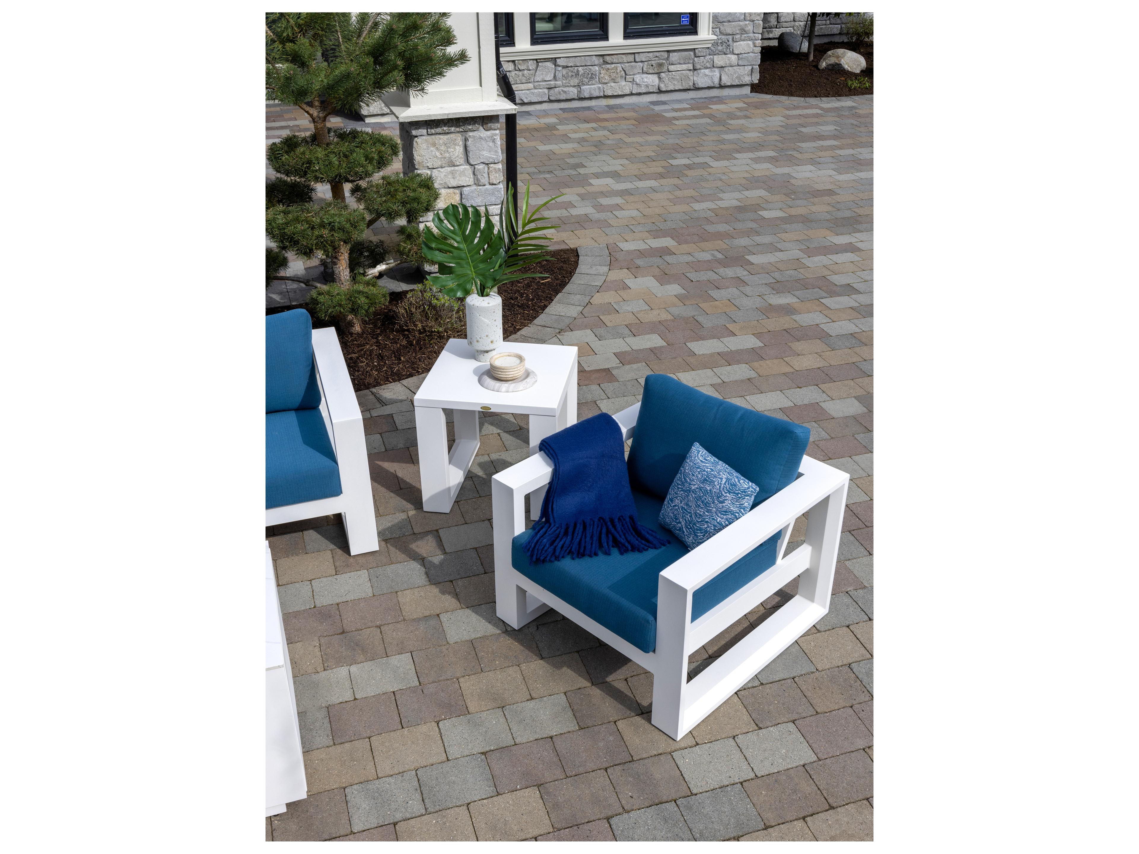 Ratana Elements Silver Talc White Aluminum Cushion Lounge Chair