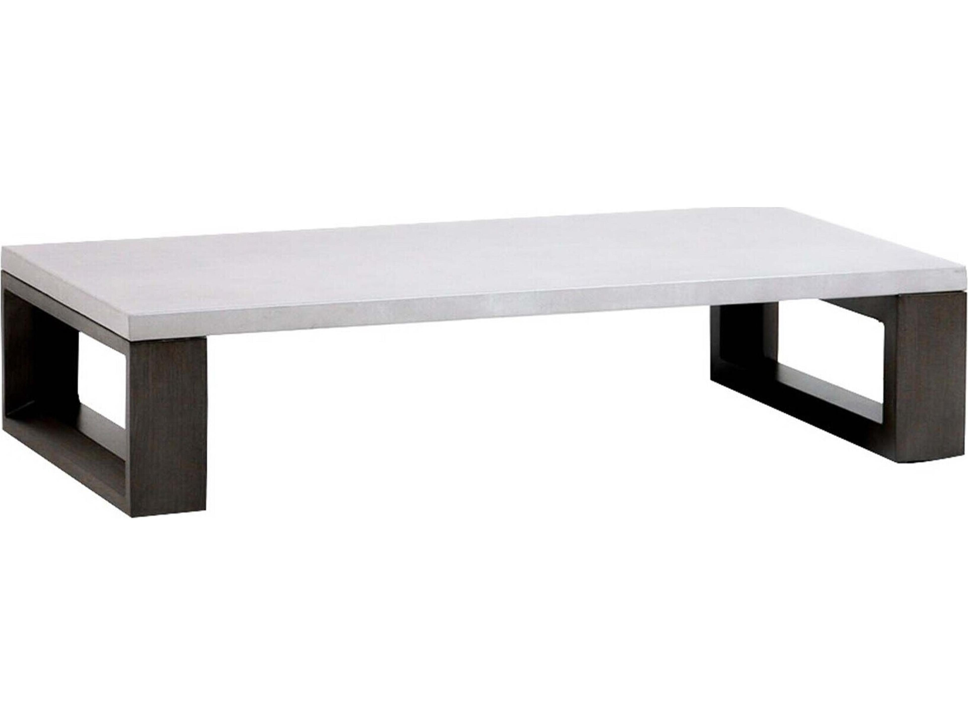 Ratana Elements Silver Ash Grey Base & Cement Top Aluminum Rectangular Coffee Table