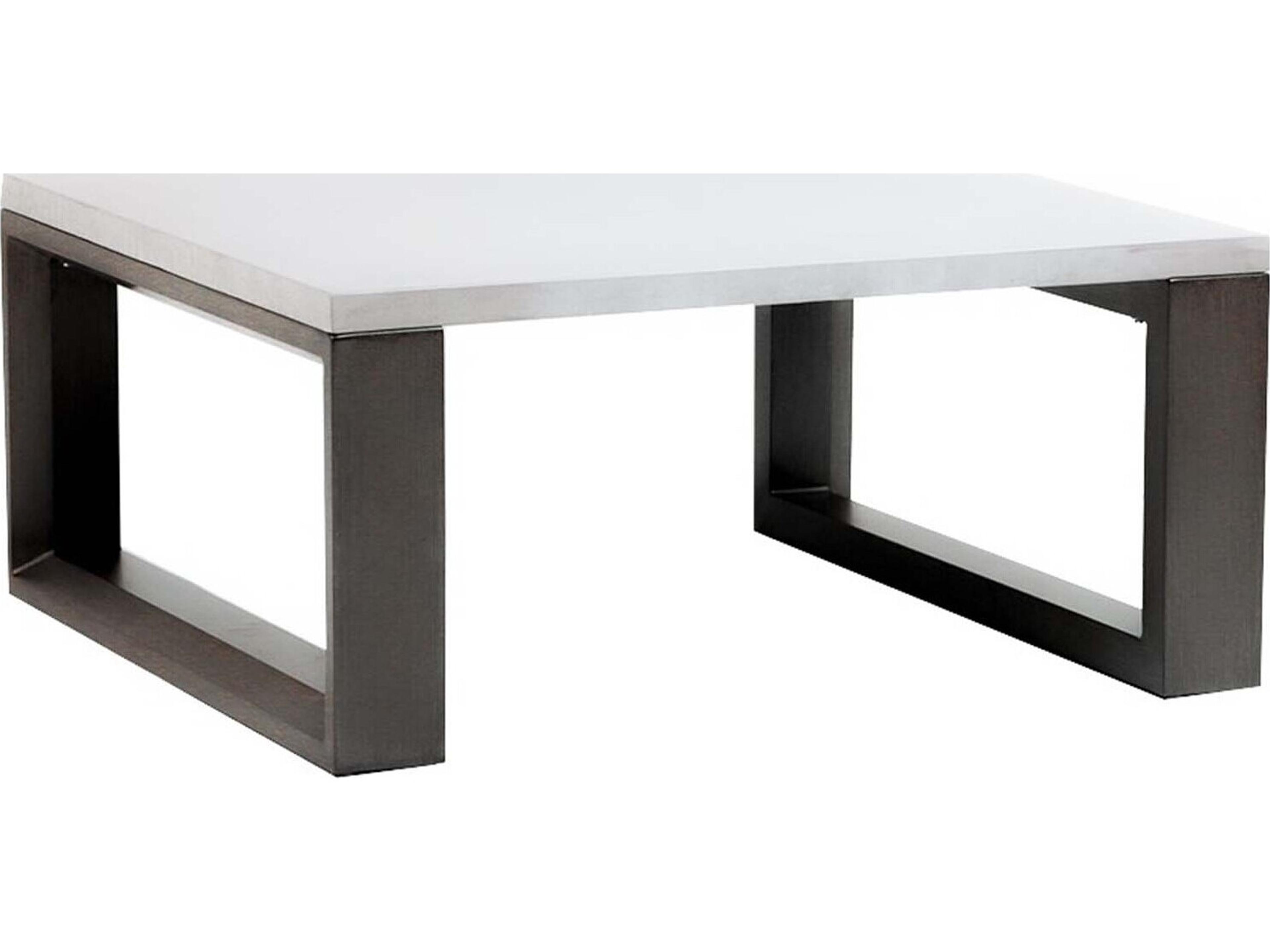 Elements Silver Ash Grey Base & Cement Top Aluminum Square Coffee Table