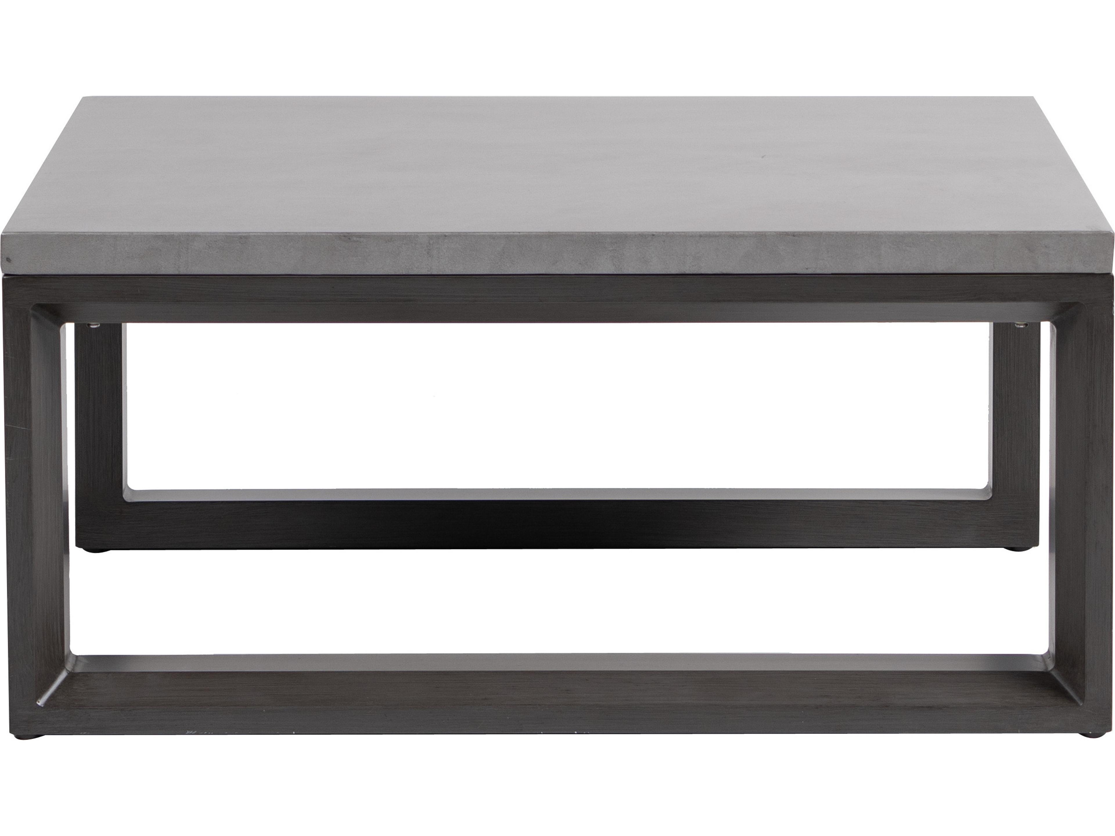 Ratana Elements Silver Ash Grey Base & Cement Top Aluminum Square Coffee Table