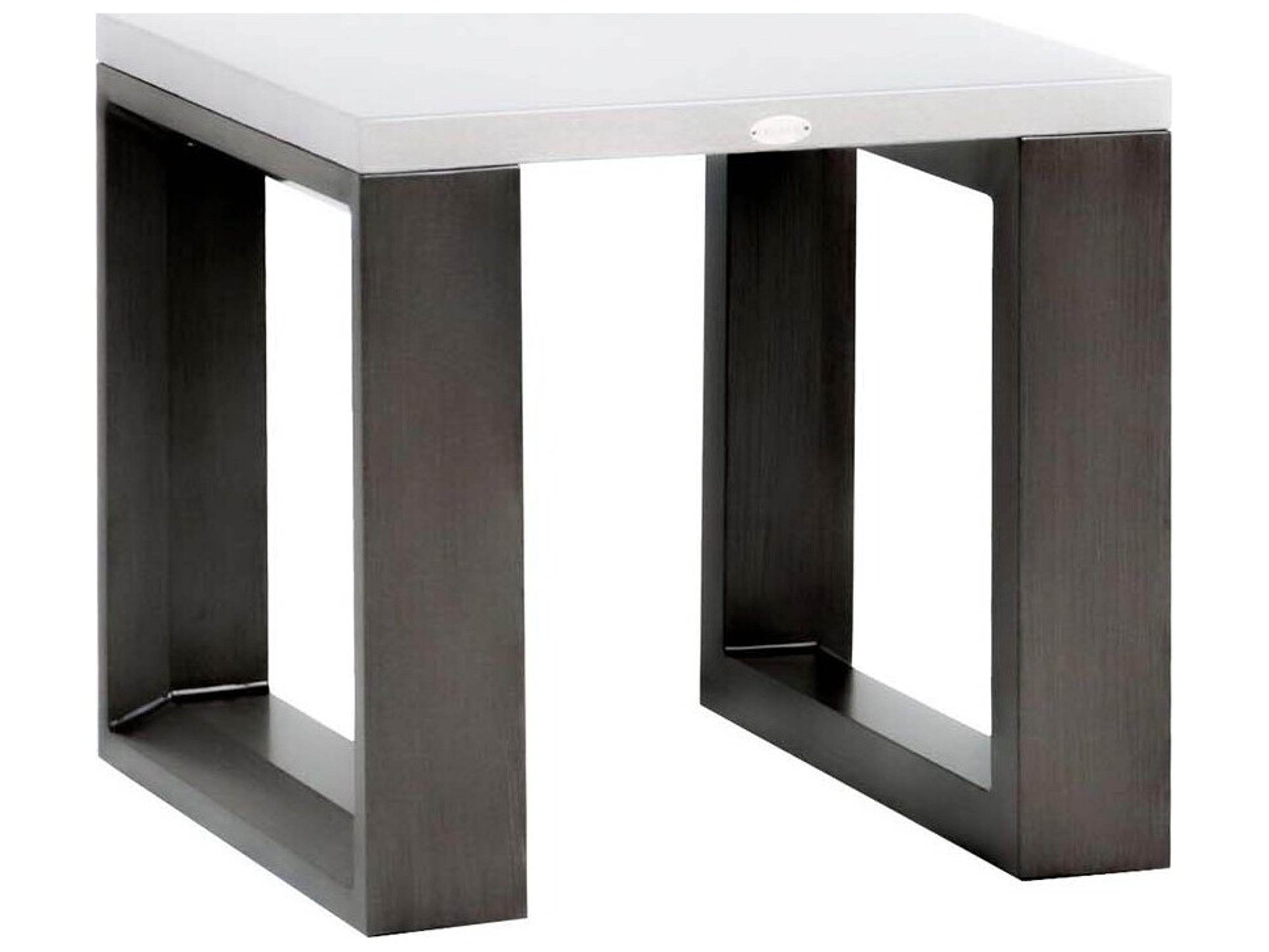Elements Silver Ash Grey Base & Cement Top Aluminum Square End Table
