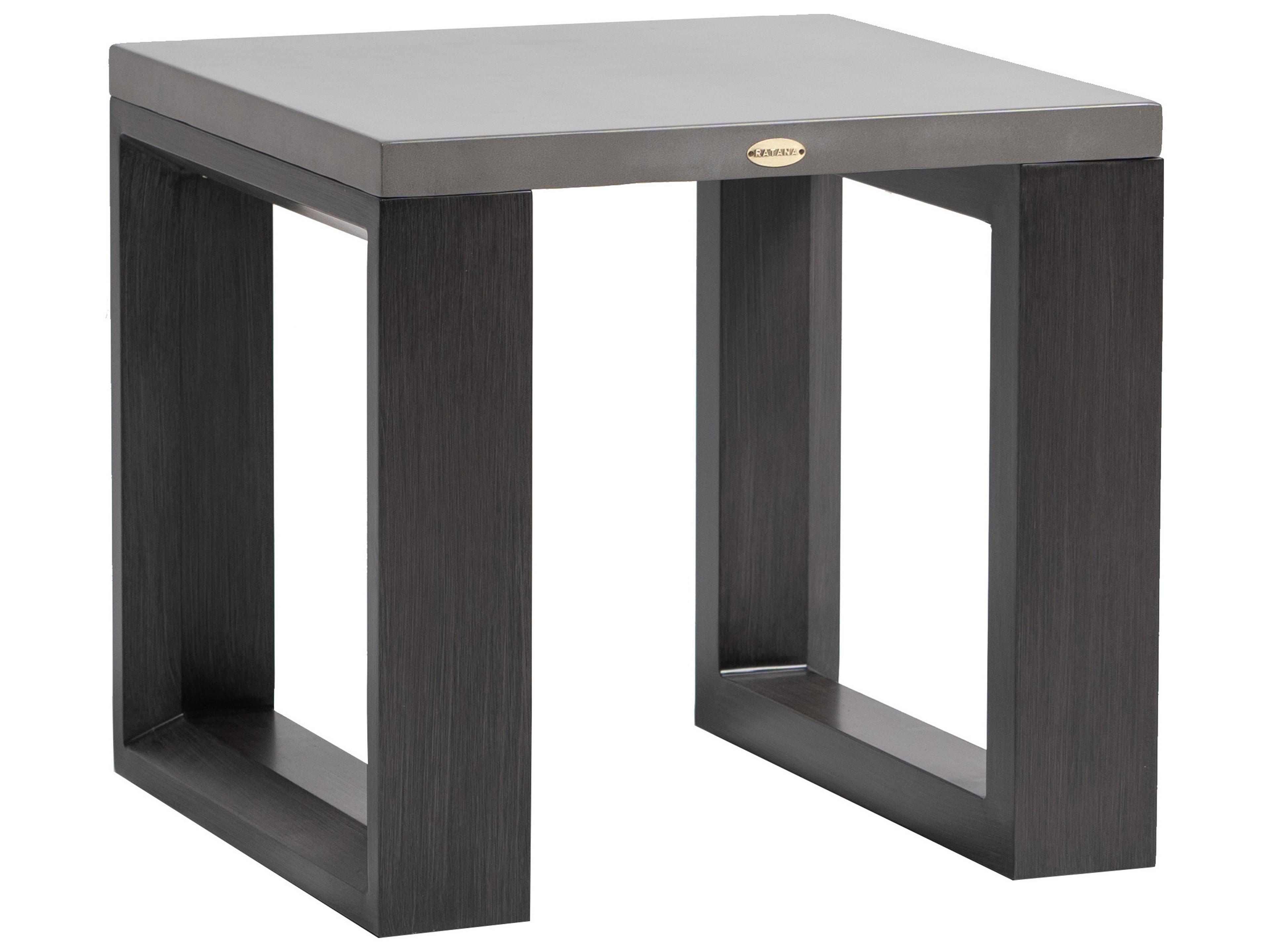 Ratana Elements Silver Ash Grey Base & Cement Top Aluminum Square End Table