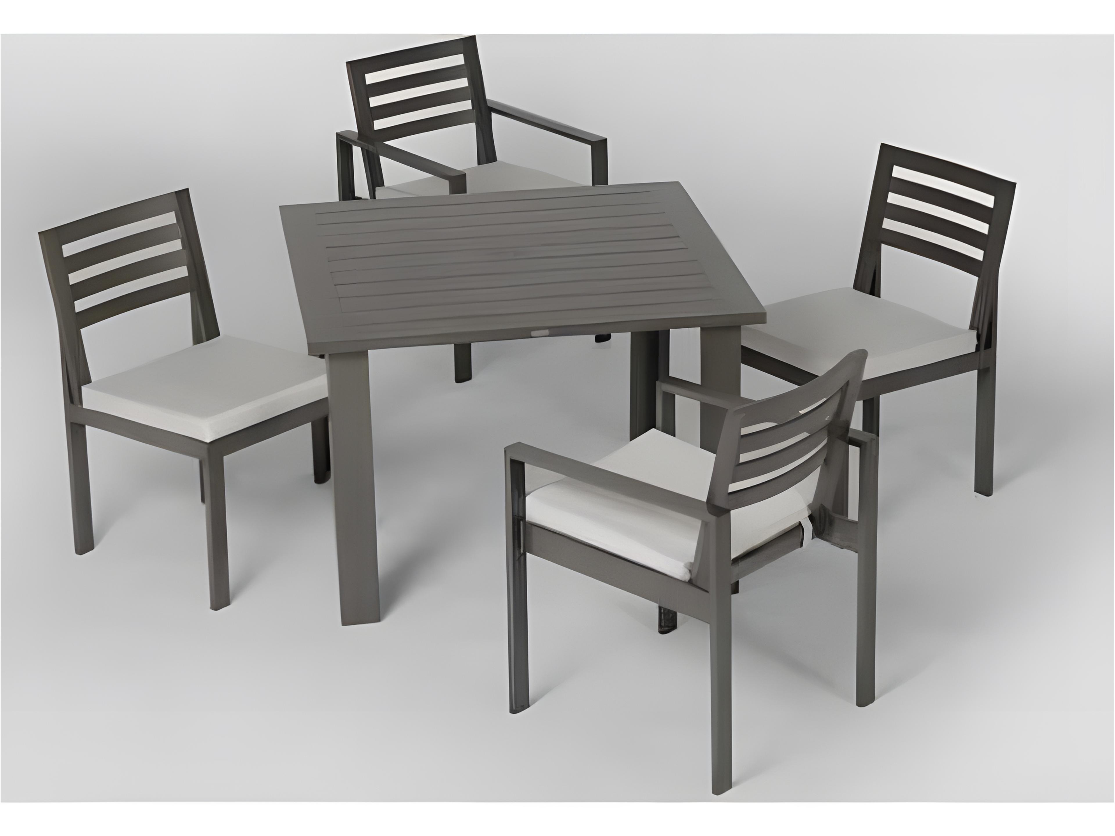 Ratana Elements Silver Ash Grey Aluminum Cushion Dining Chair