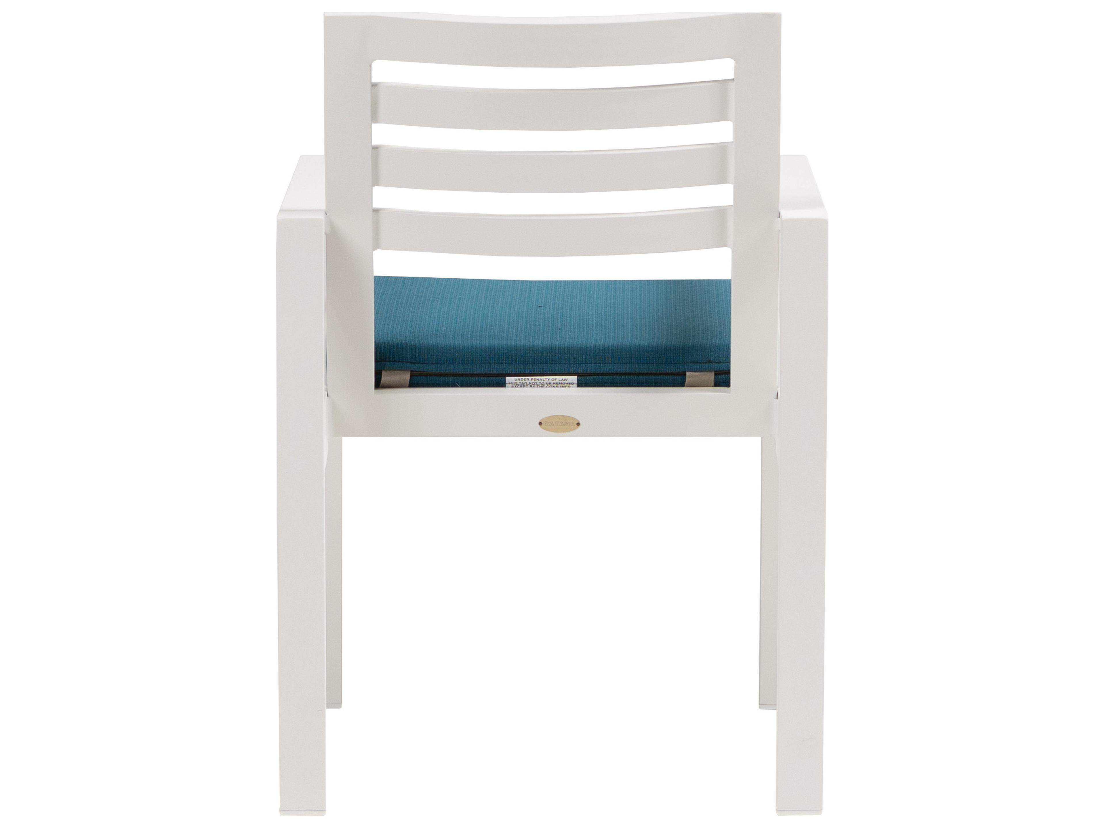 Ratana Elements Silver Talc White Aluminum Cushion Dining Chair