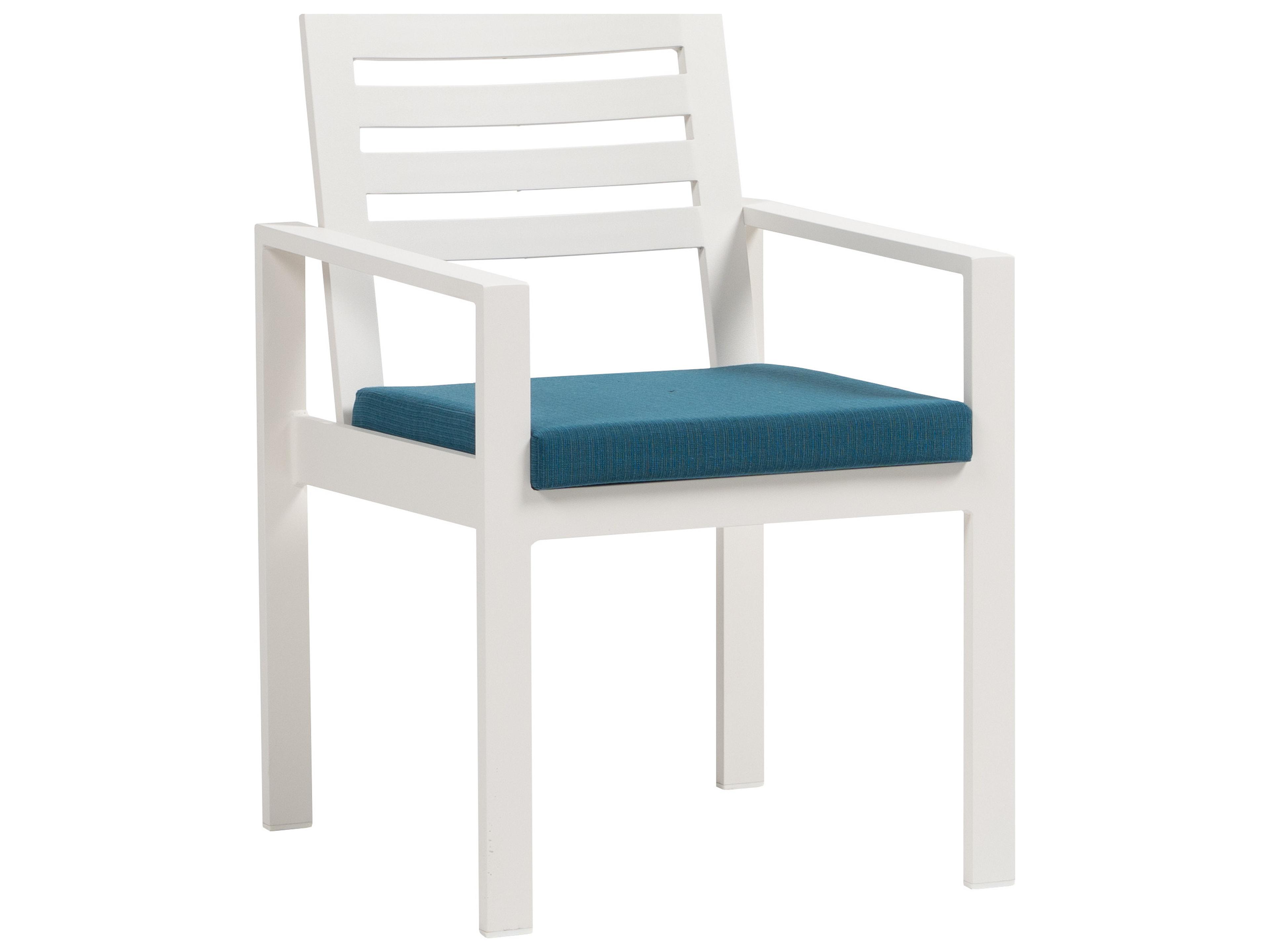 Ratana Elements Silver Talc White Aluminum Cushion Dining Chair