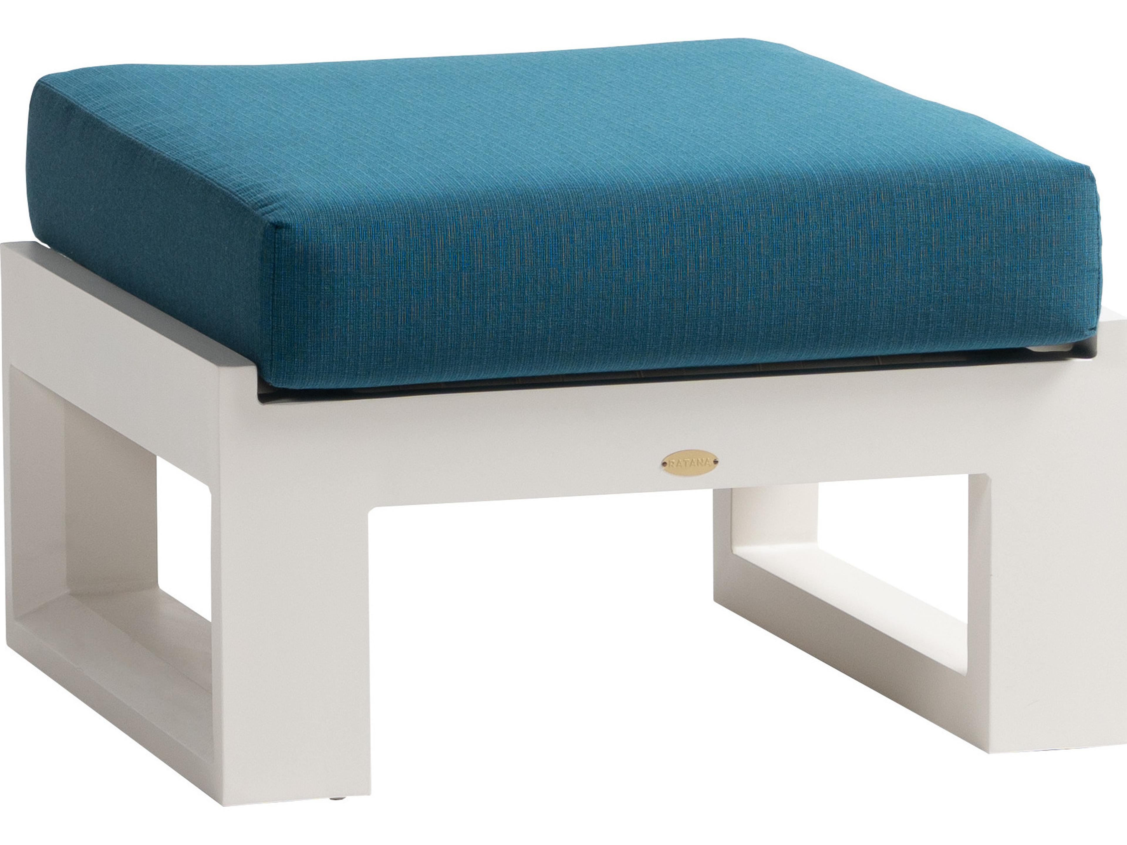 Ratana Elements Silver Talc White Aluminum Cushion Ottoman