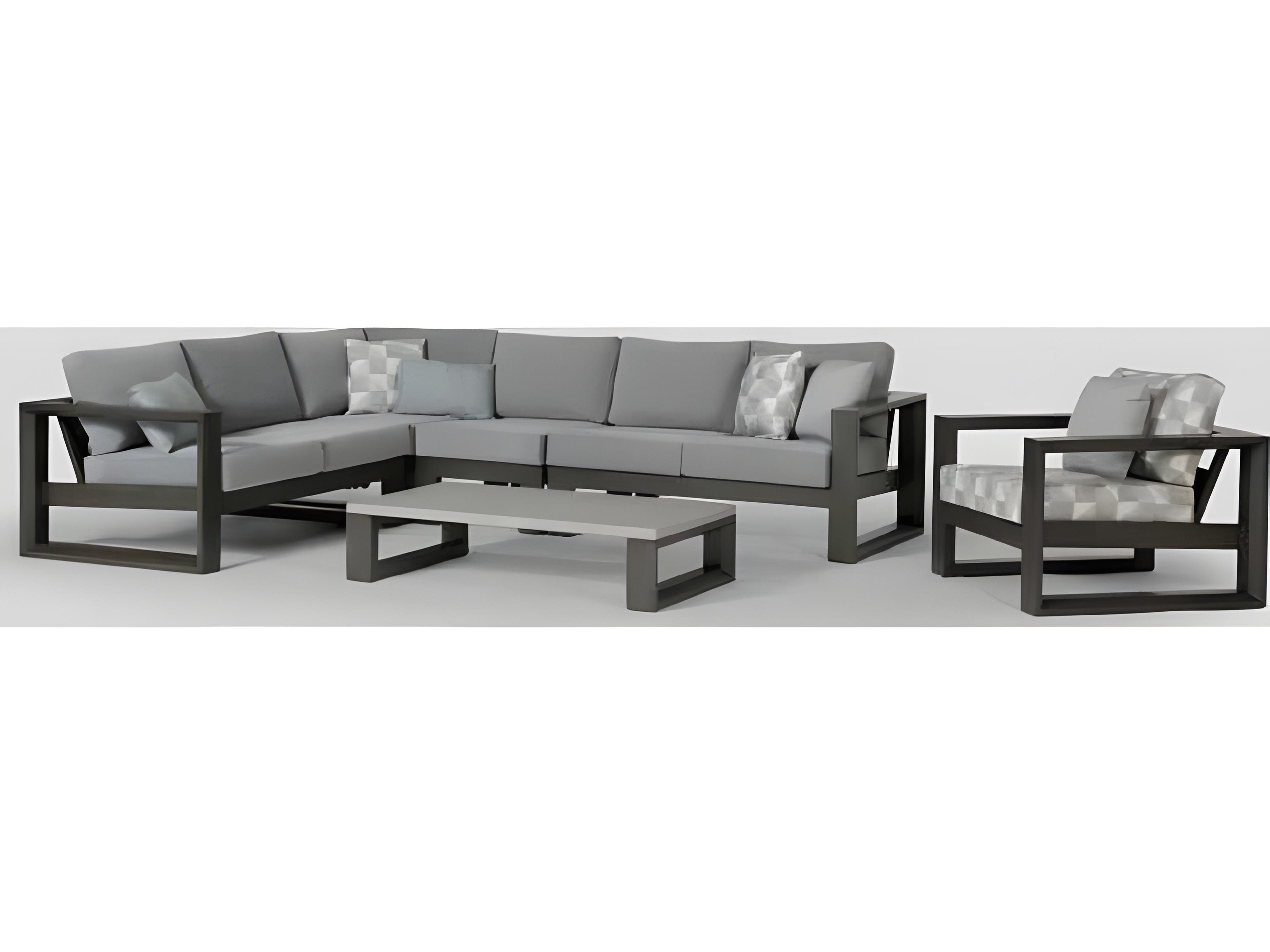 Ratana Elements Silver Ash Grey Aluminum Cushion Loveseat