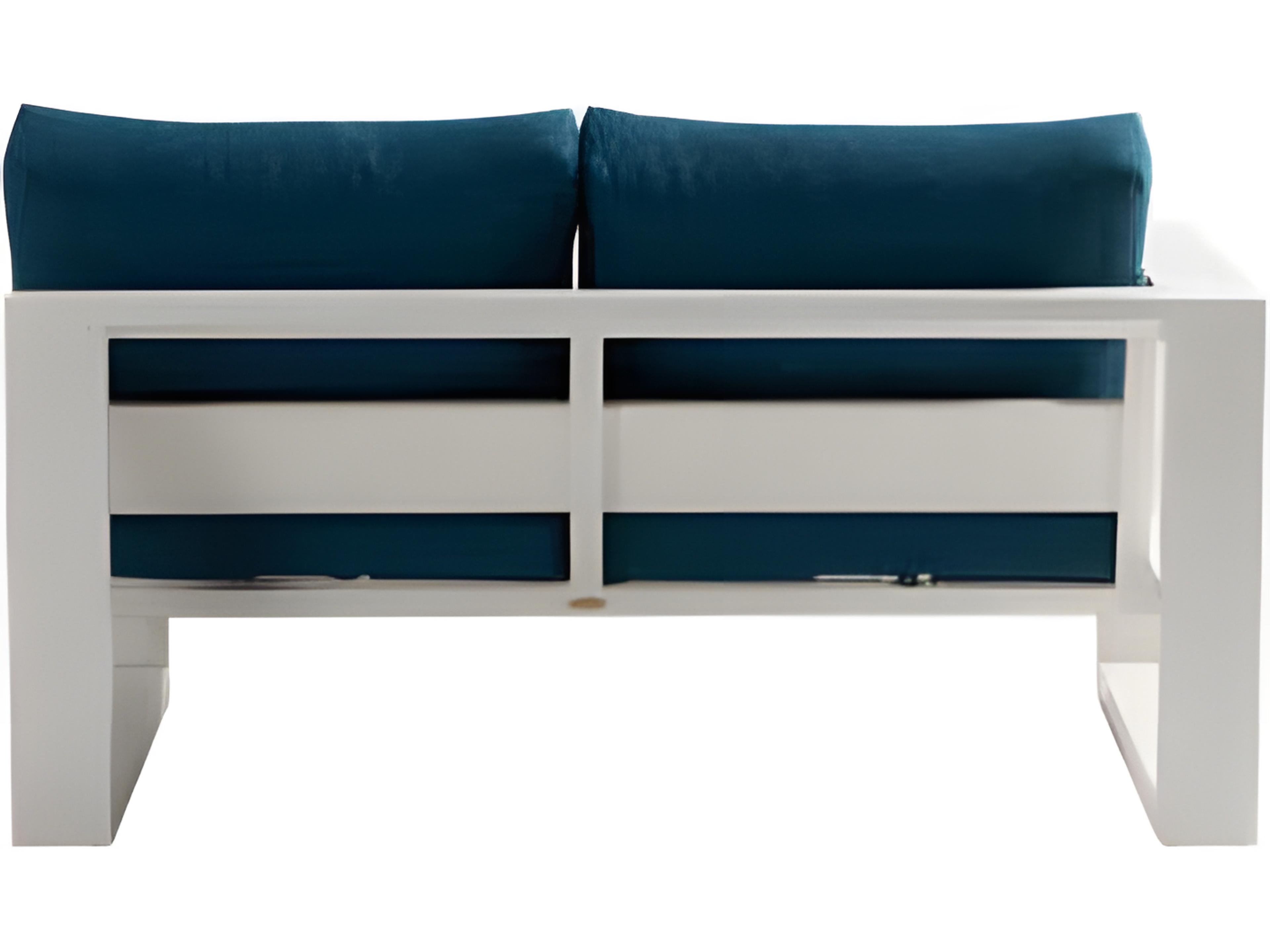 Ratana Elements Silver Talc White Aluminum Cushion Loveseat