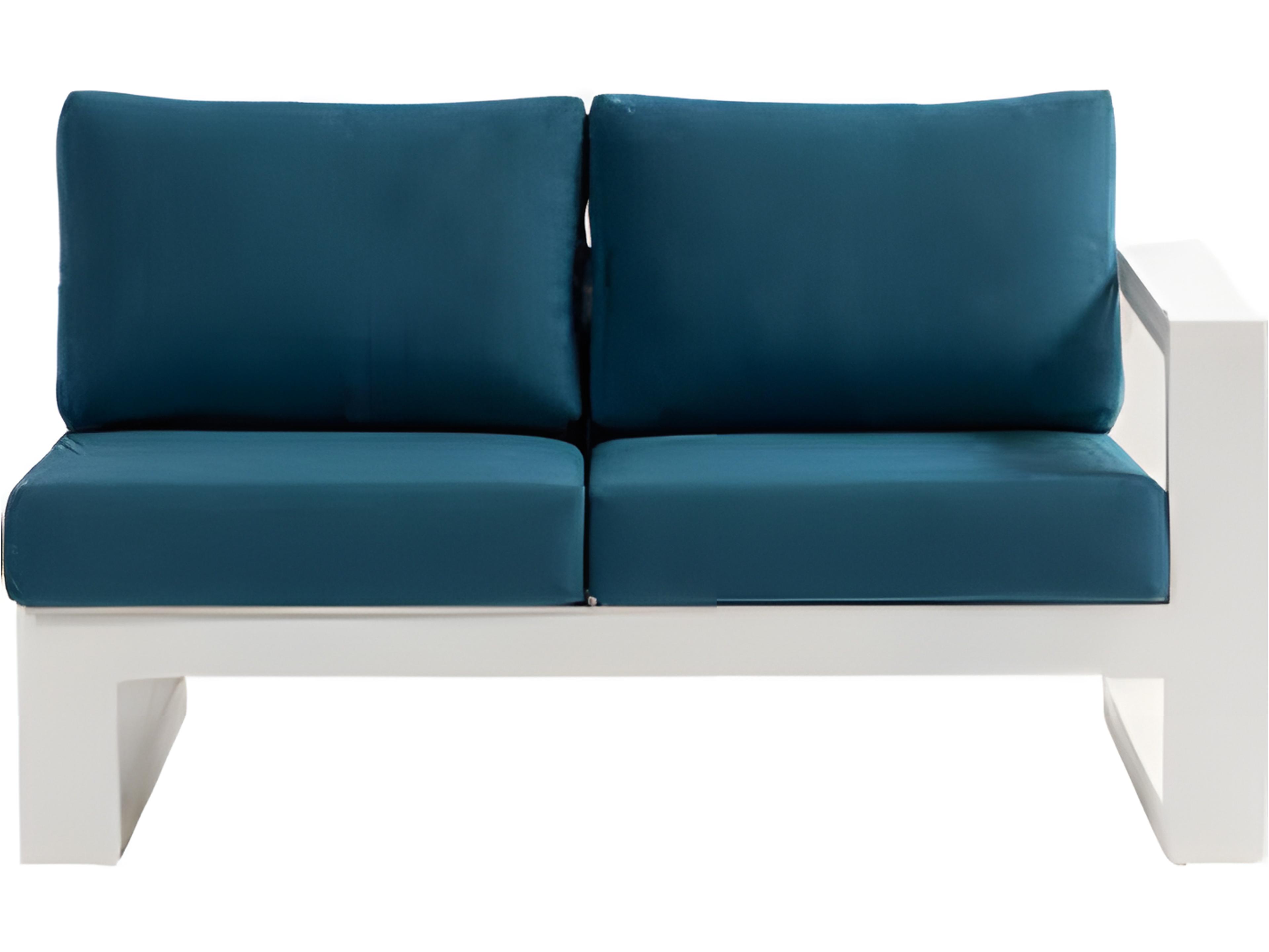 Ratana Elements Silver Talc White Aluminum Cushion Loveseat