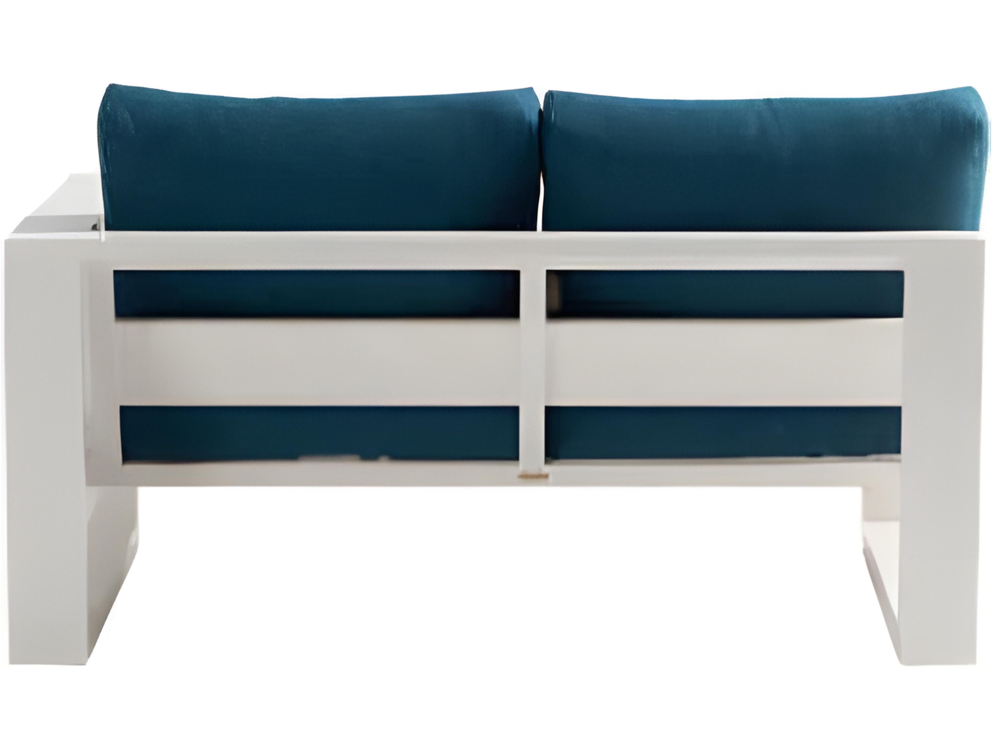 Ratana Elements Silver Talc White Aluminum Cushion Loveseat