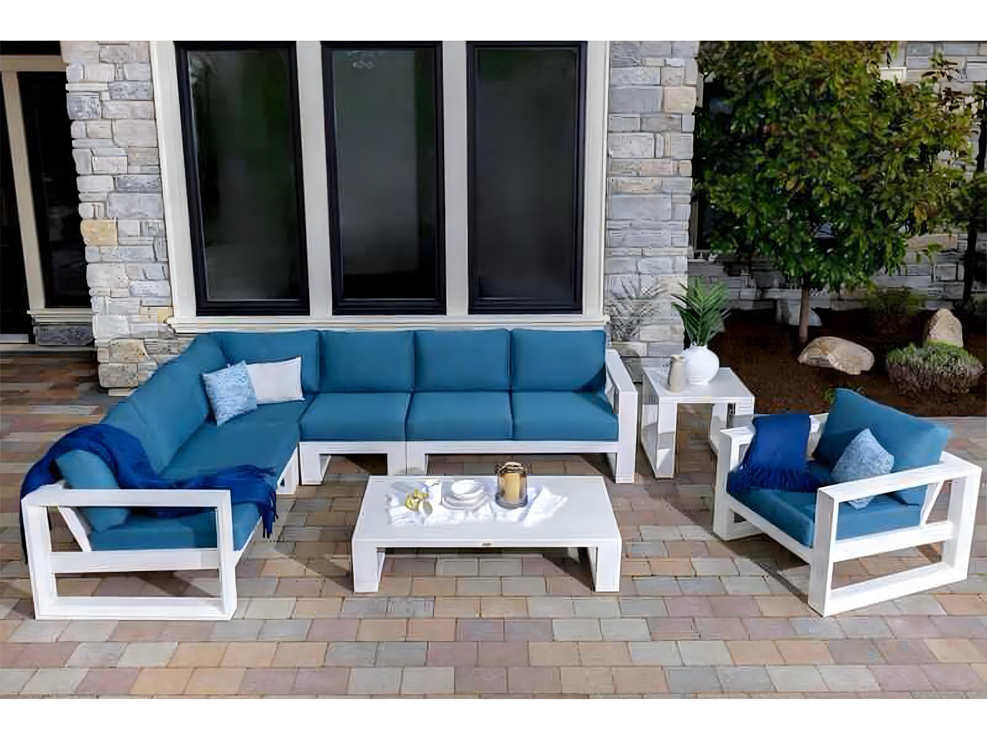 Ratana Elements Silver Talc White Aluminum Cushion Loveseat