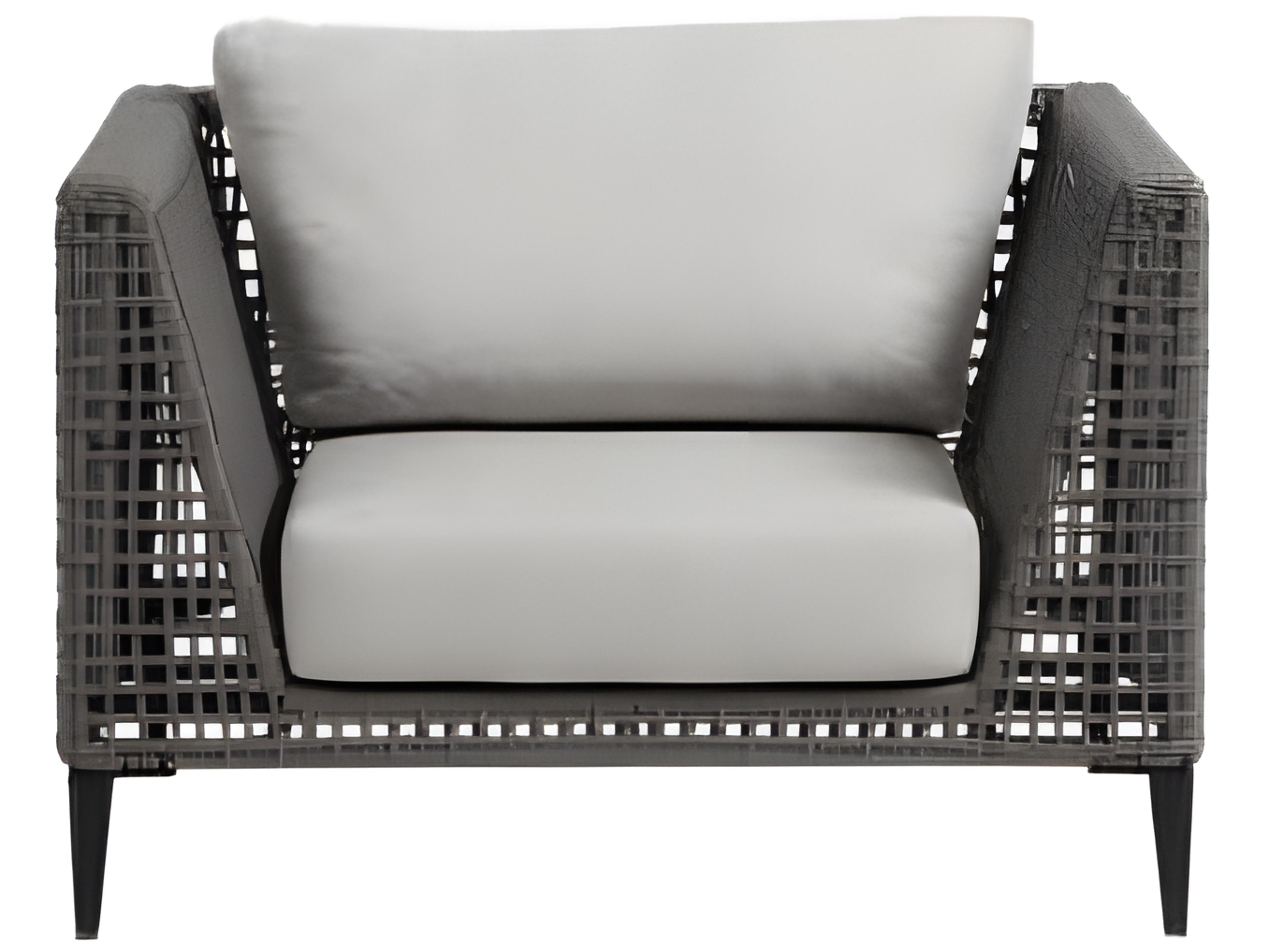 Ratana Genval Silver Black Aluminum Cushion Lounge Chair