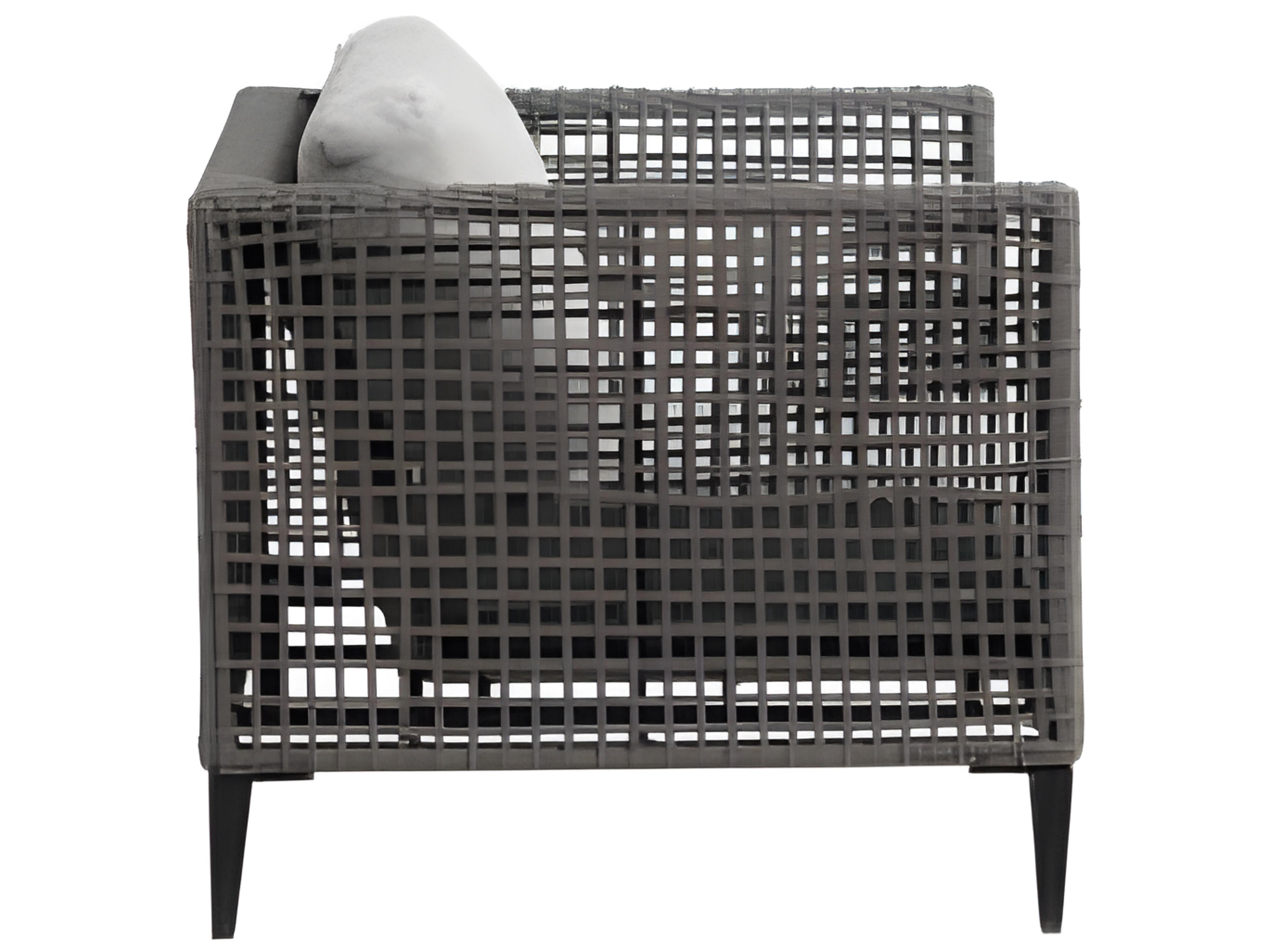 Ratana Genval Silver Black Aluminum Cushion Lounge Chair