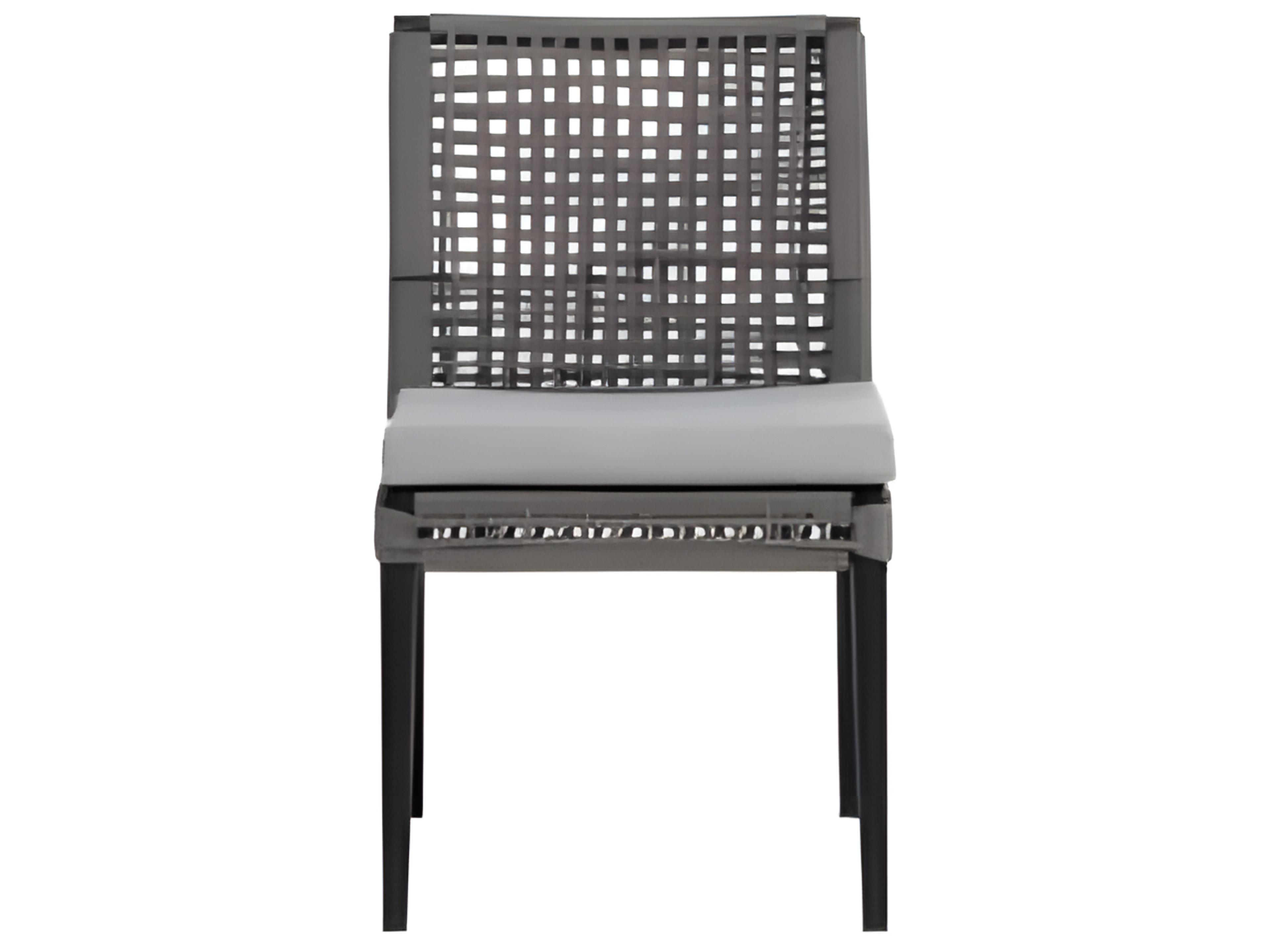 Ratana Genval Silver Black Aluminum Cushion Dining Chair