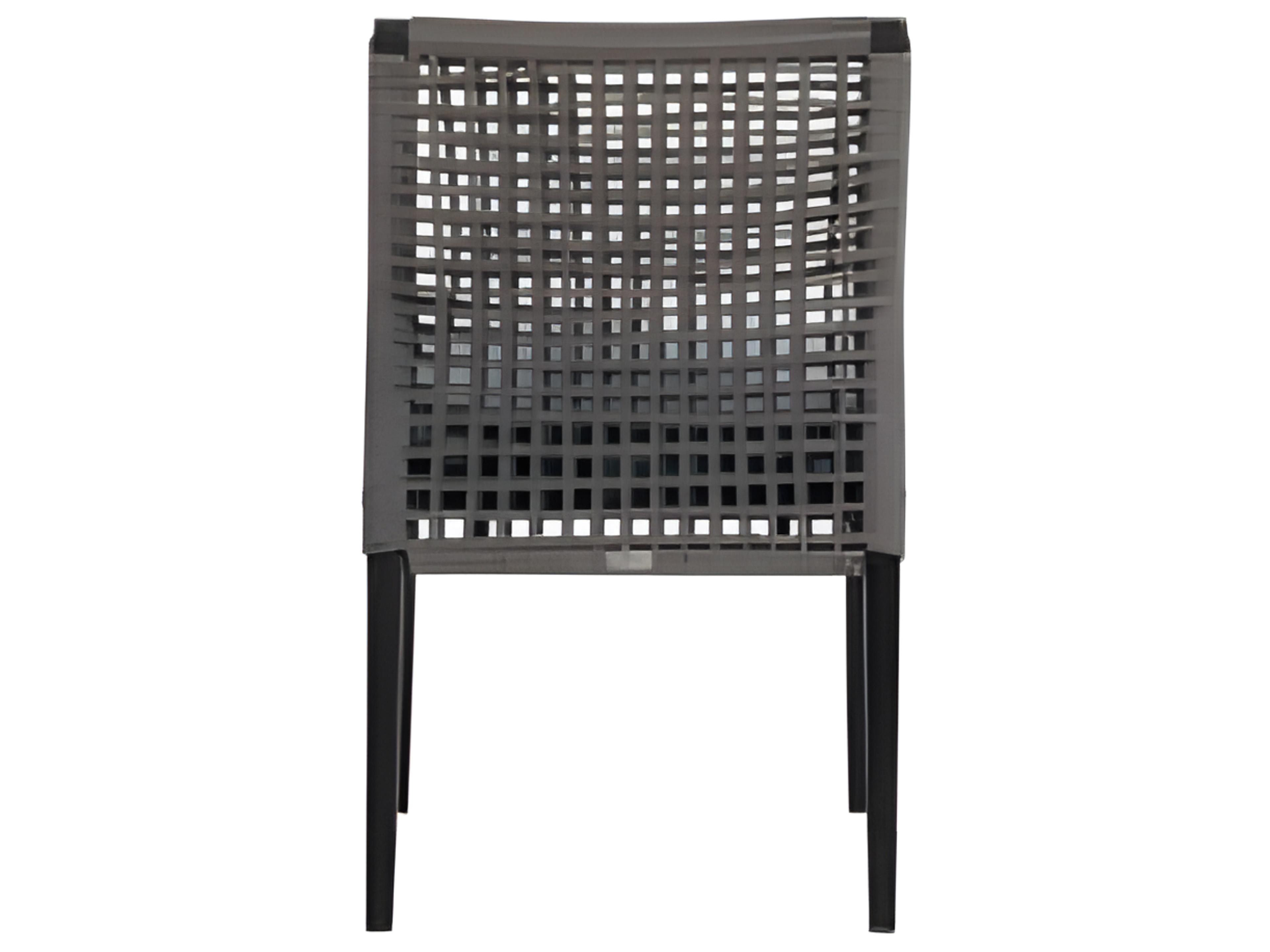 Ratana Genval Silver Black Aluminum Cushion Dining Chair