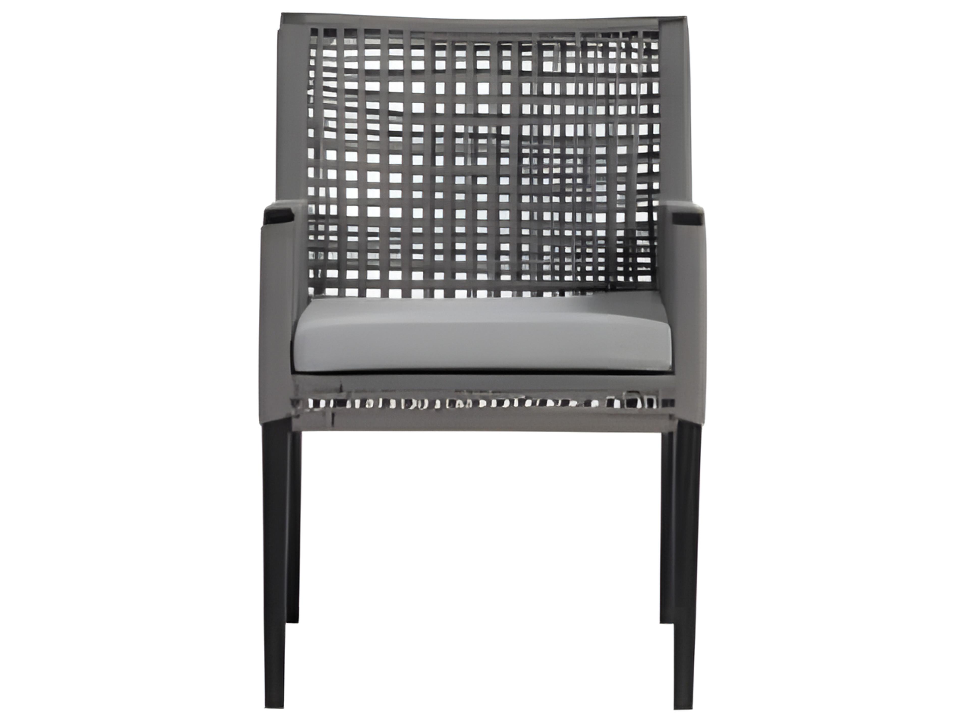 Ratana Genval Silver Black Aluminum Cushion Dining Chair