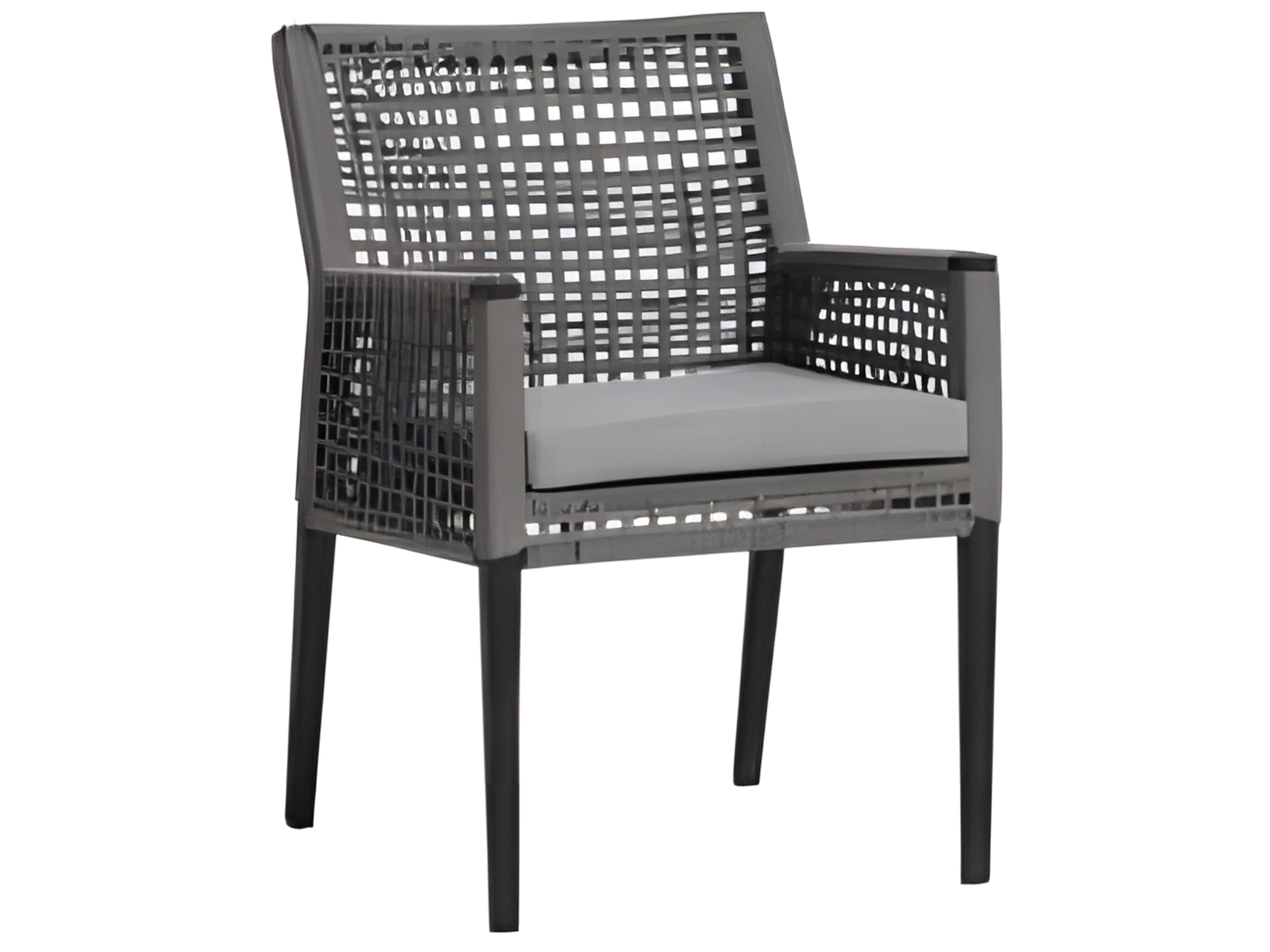 Ratana Genval Silver Black Aluminum Cushion Dining Chair