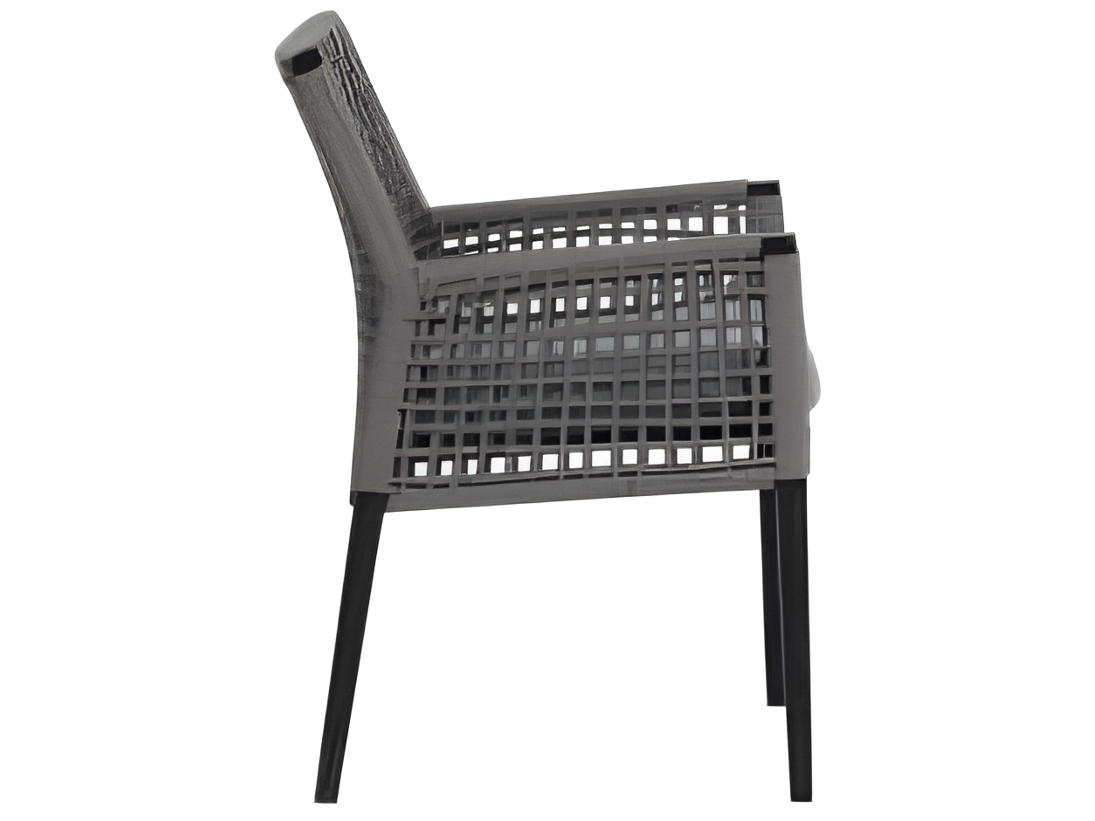 Ratana Genval Silver Black Aluminum Cushion Dining Chair