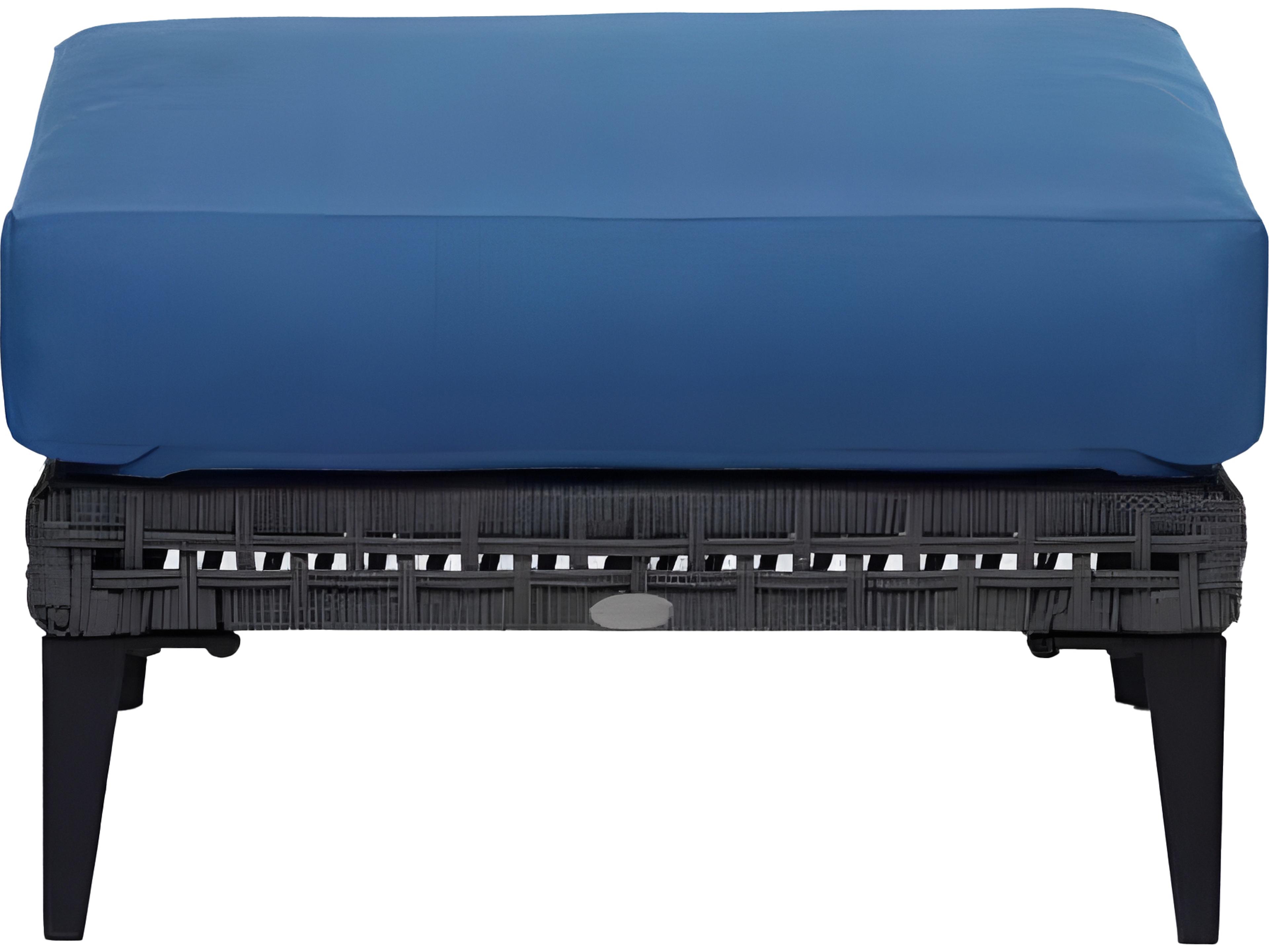 Ratana Genval Silver Black Aluminum Cushion Ottoman