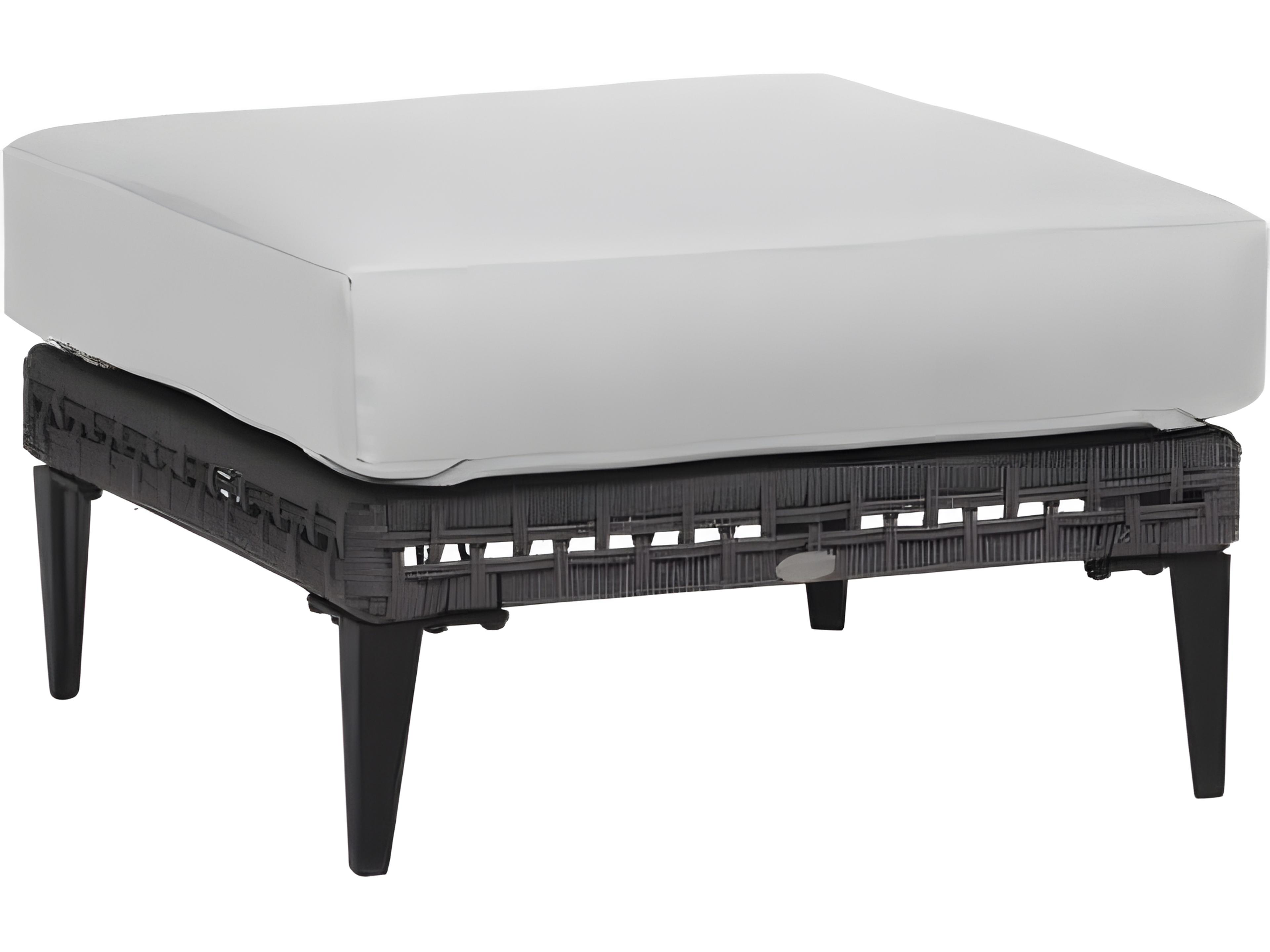 Ratana Genval Silver Black Aluminum Cushion Ottoman