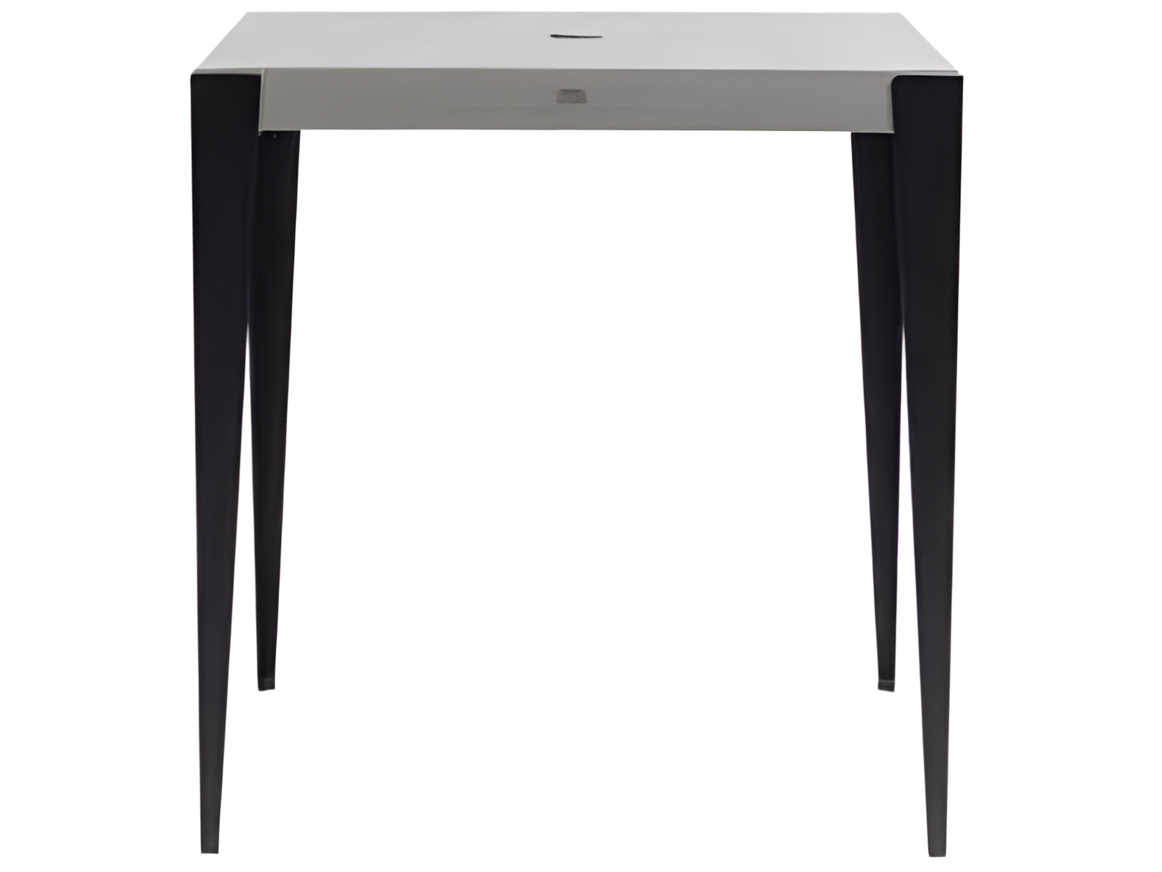 Ratana Genval Silver Black Base & Cement Top Aluminum Square Umbrella Hole Bar Table