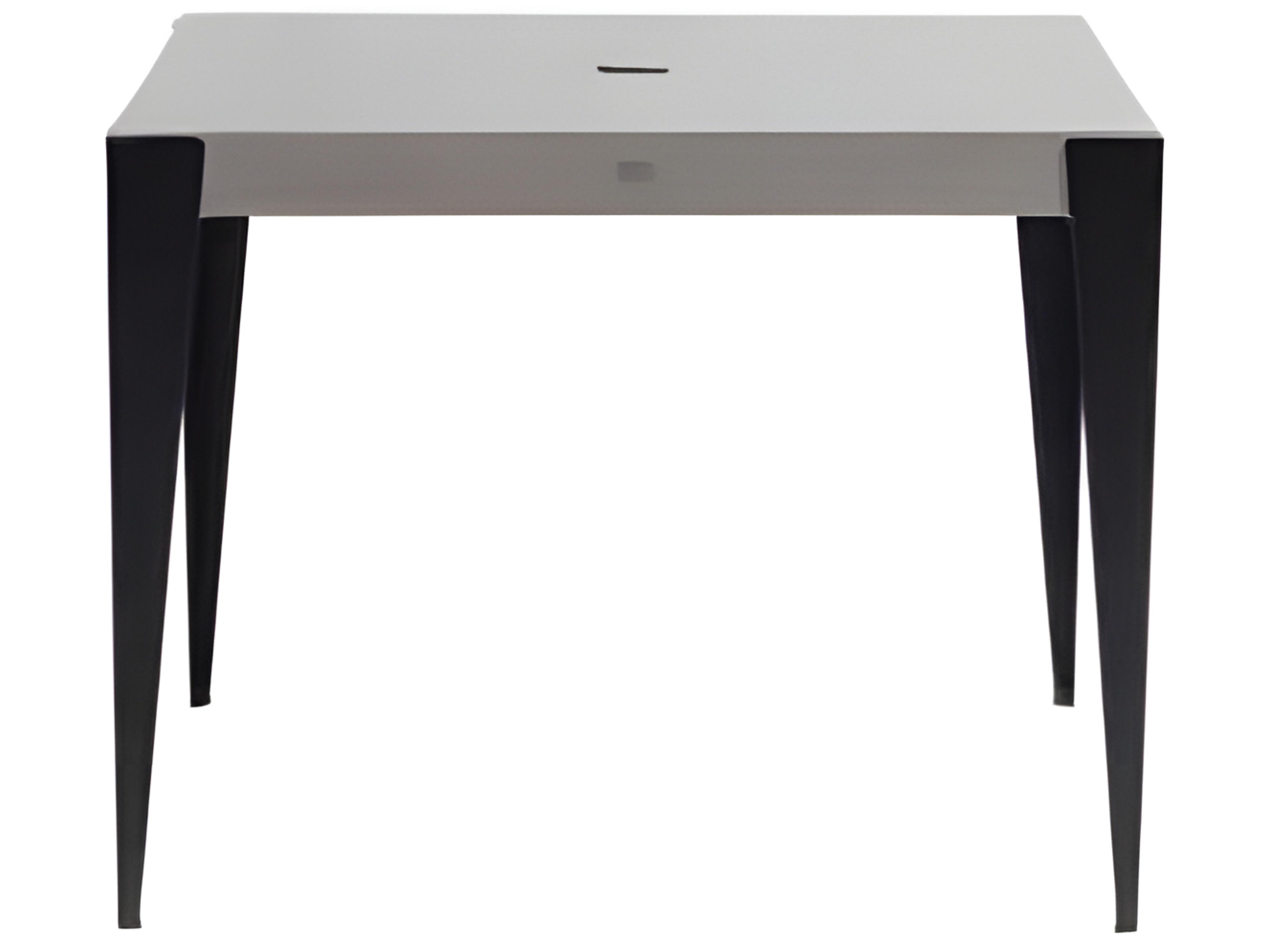 Ratana Genval Silver Black Base & Cement Top Aluminum Square Umbrella Hole Dining Table