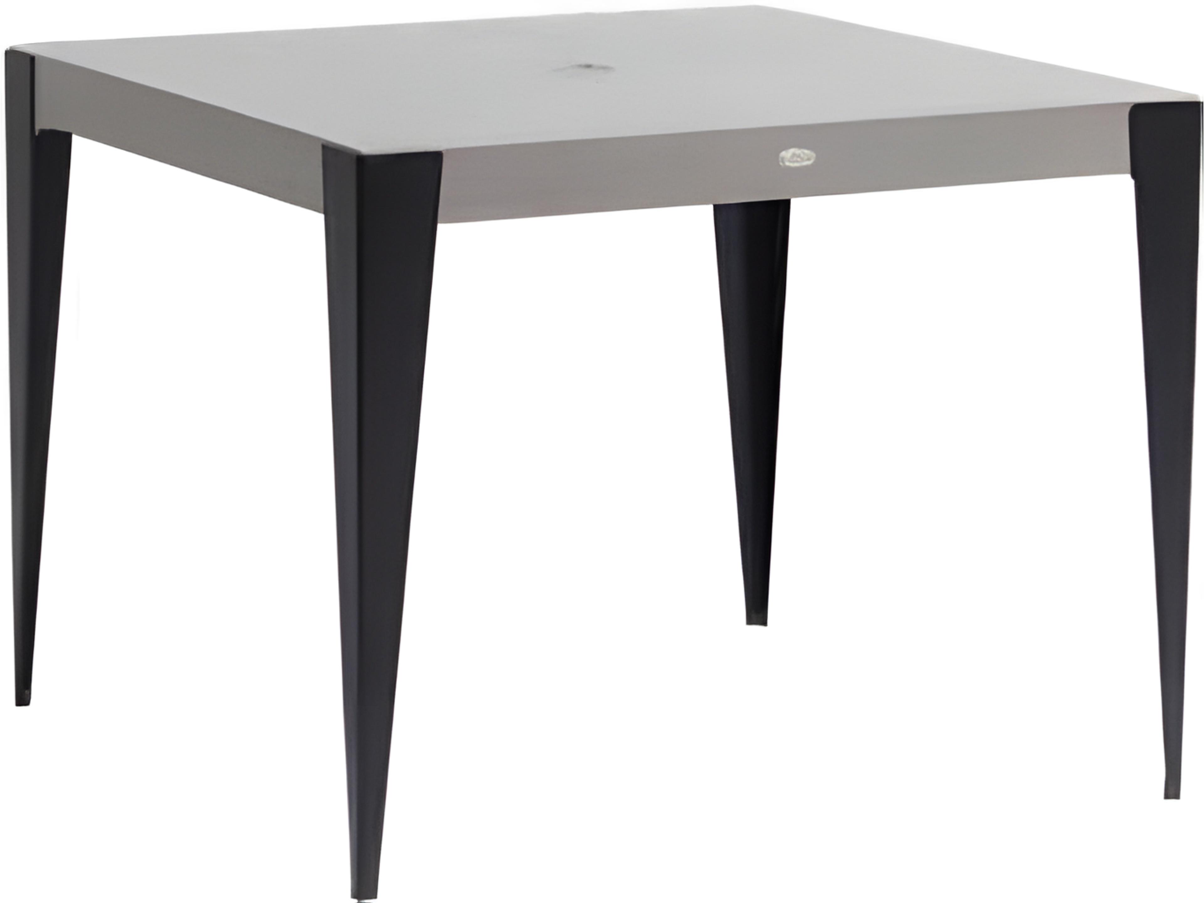 Ratana Genval Silver Black Base & Cement Top Aluminum Square Umbrella Hole Dining Table